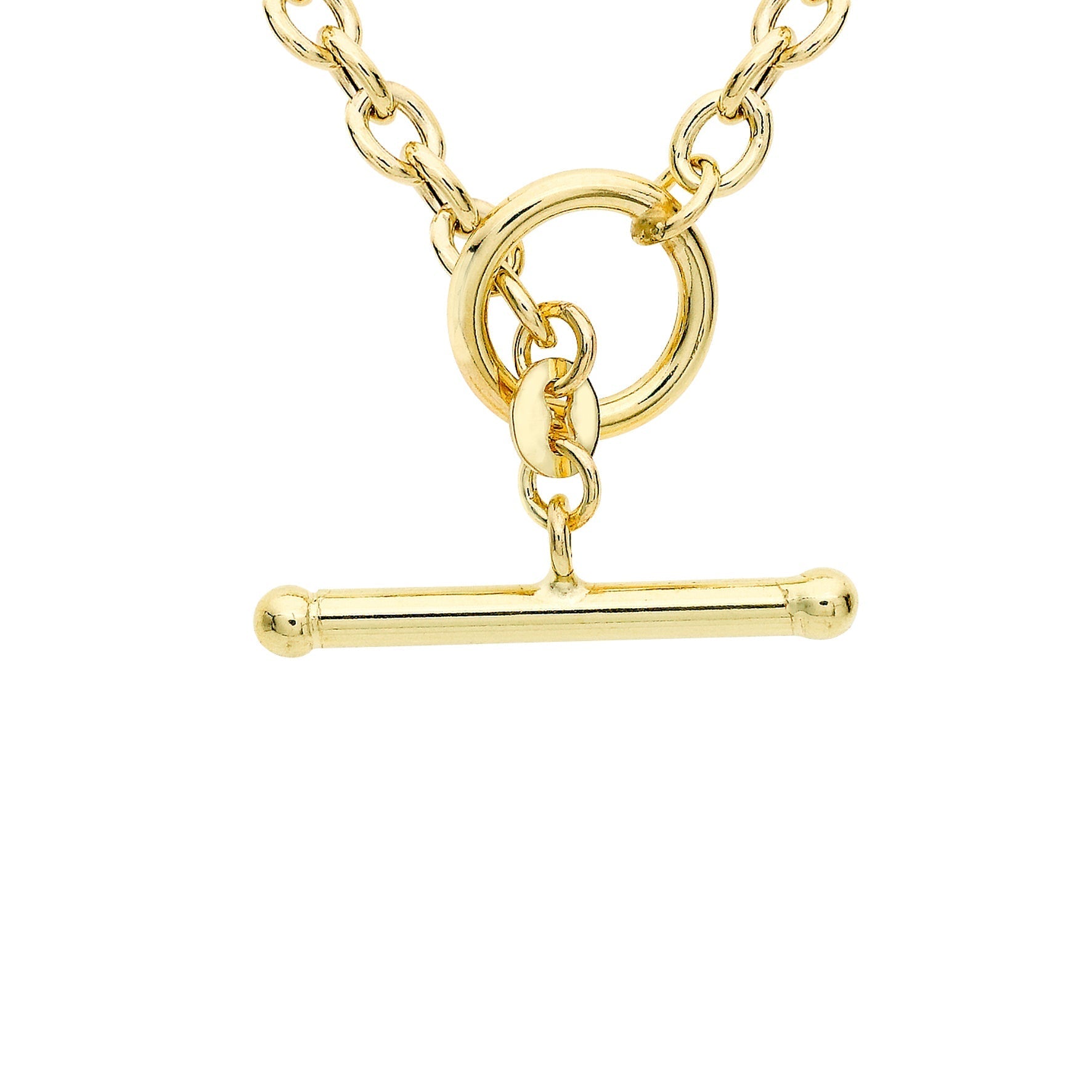 Glow 9ct Gold Oval Belcher T-Bar Necklace 45cm