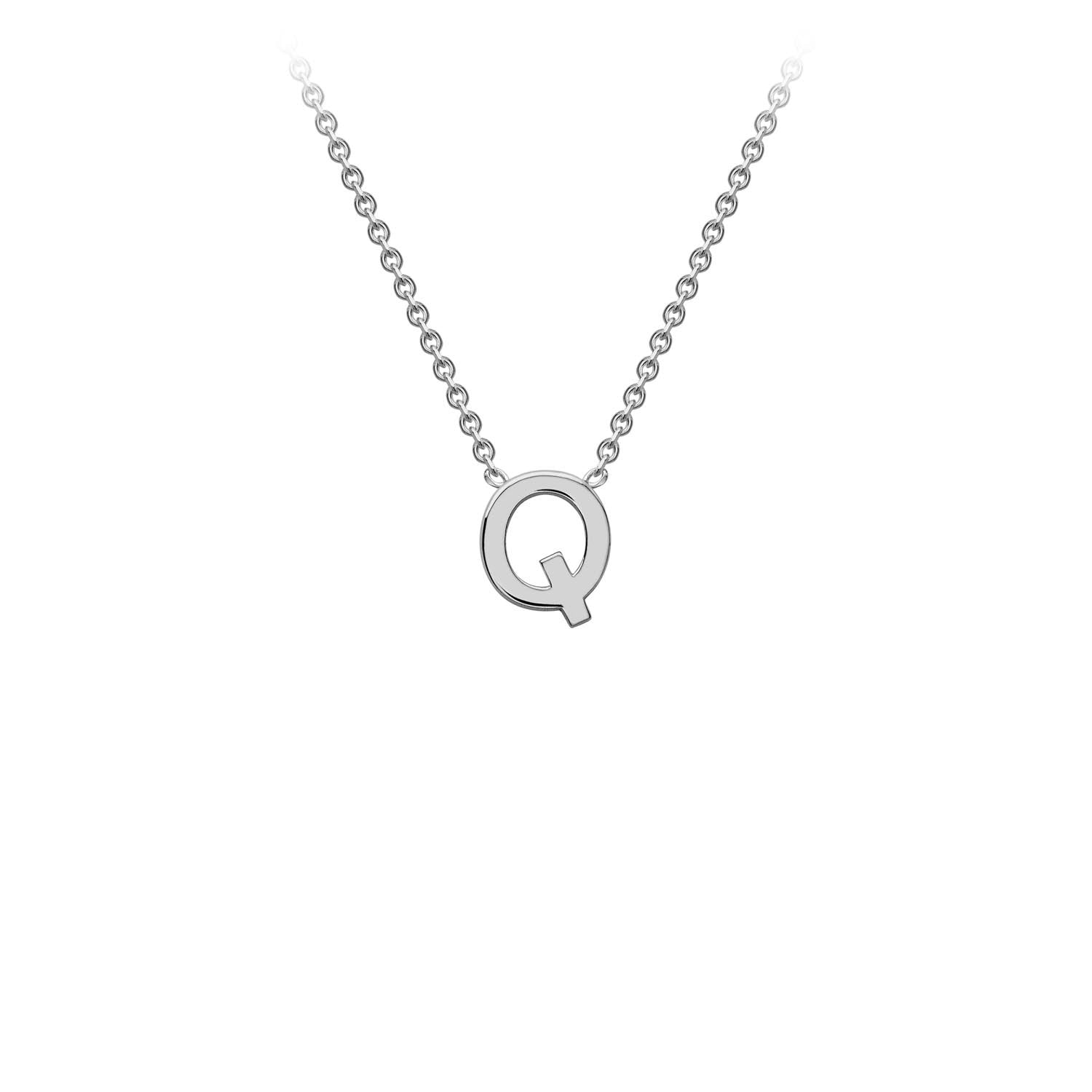 9ct White Gold 'Q' Initial Adjustable Letter Necklace 38/43cm