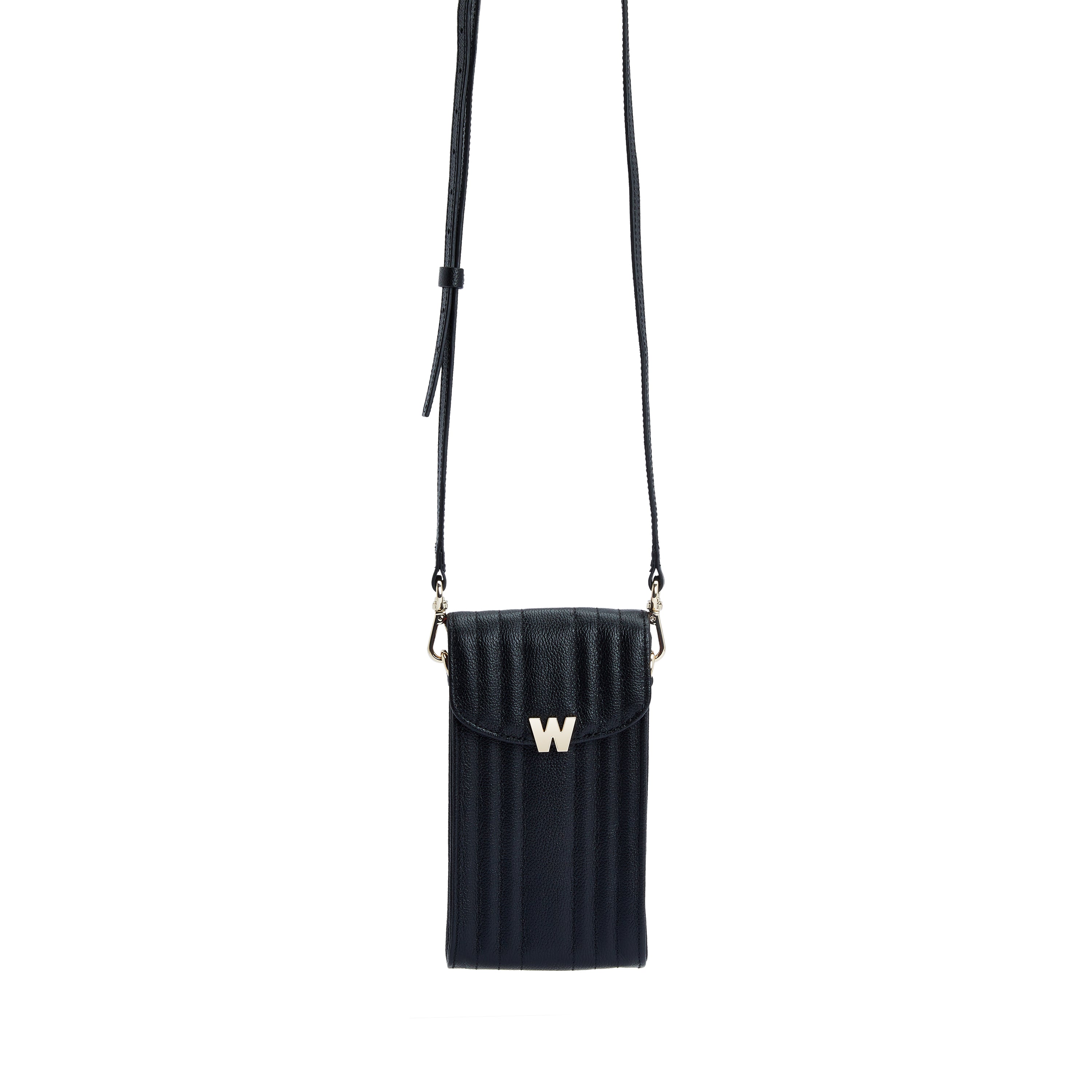 Wolf Mimi Phone Case with Wristlet & Lanyard Black