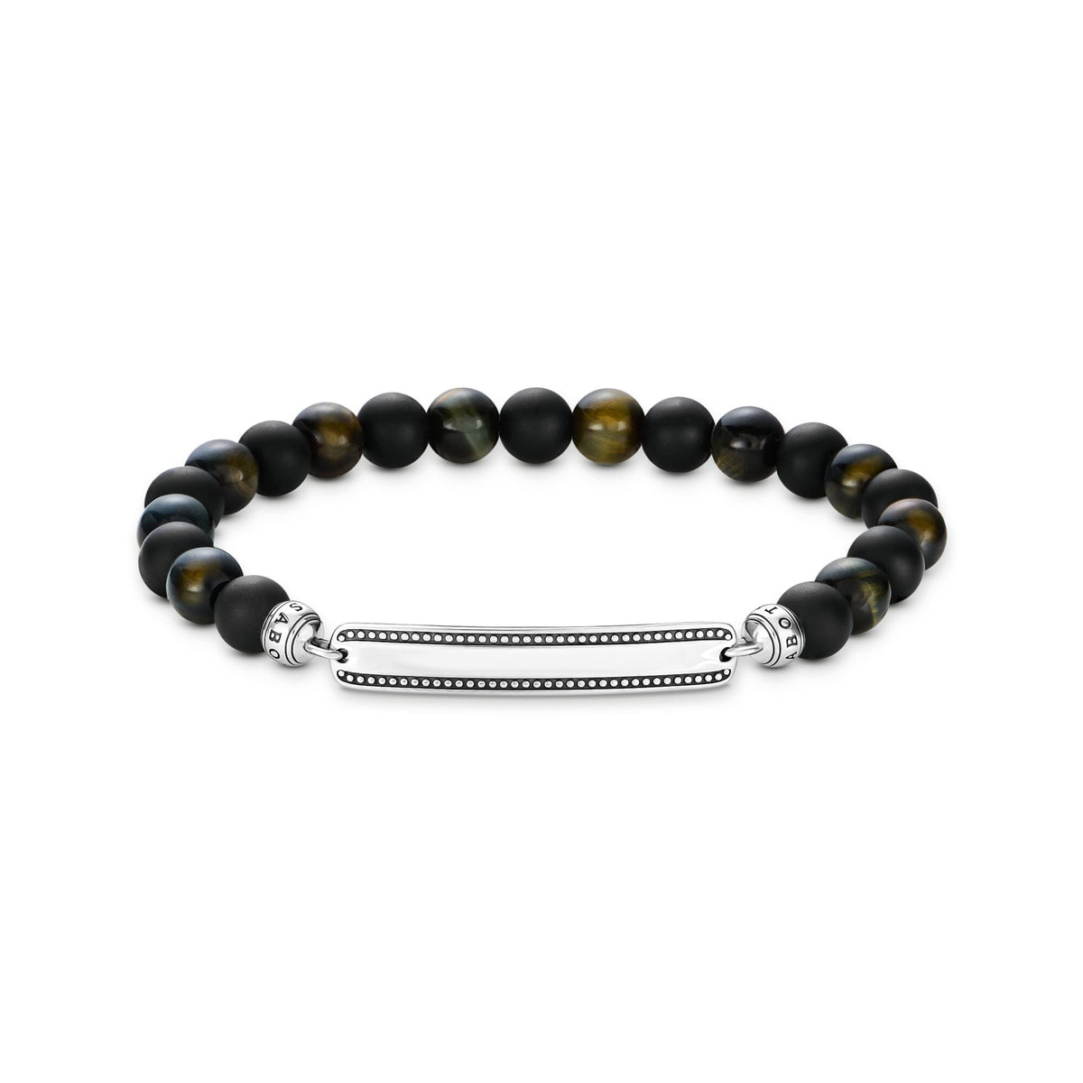 THOMAS SABO Engraved bracelet with obsidian beads