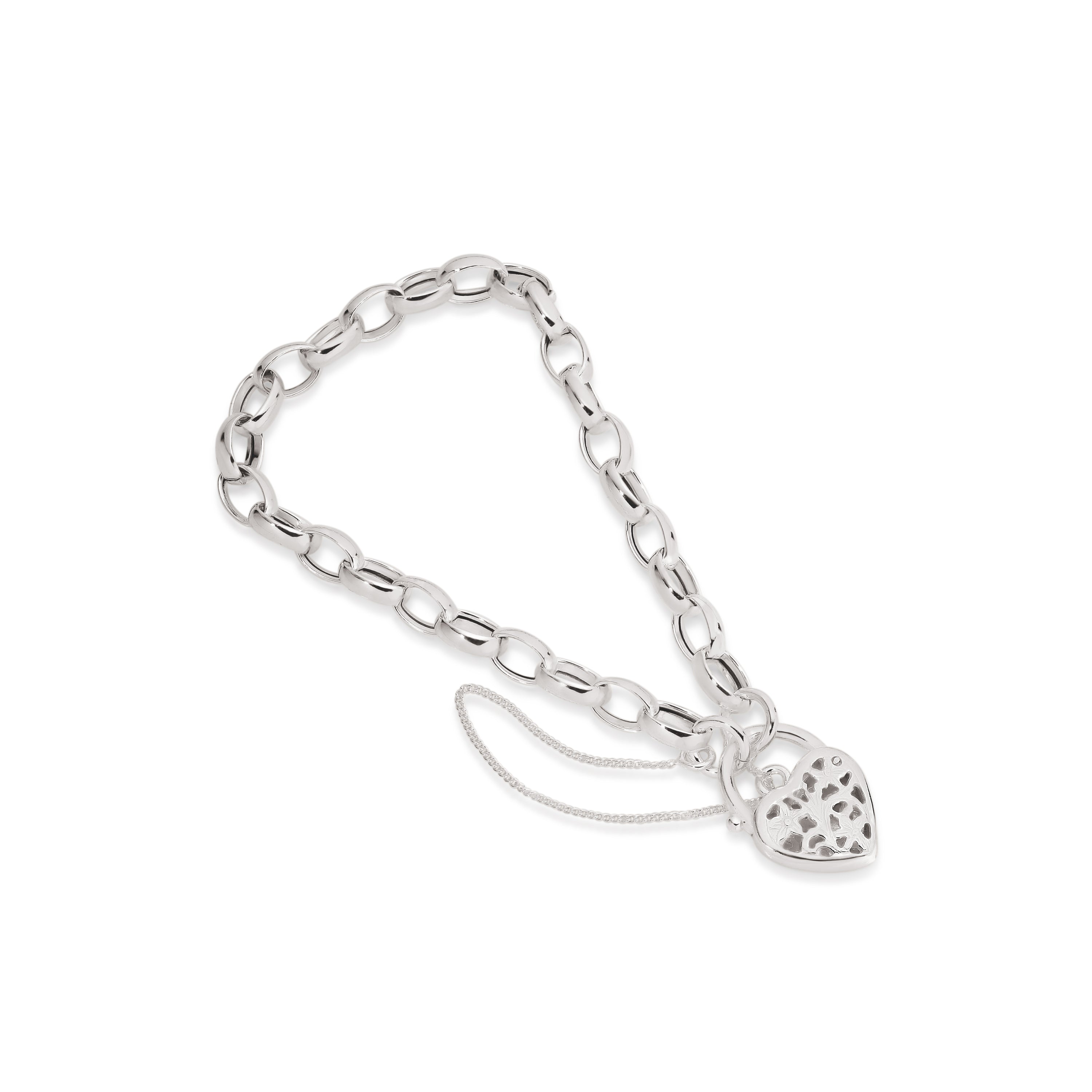 Silver belcher padlock Bracelet