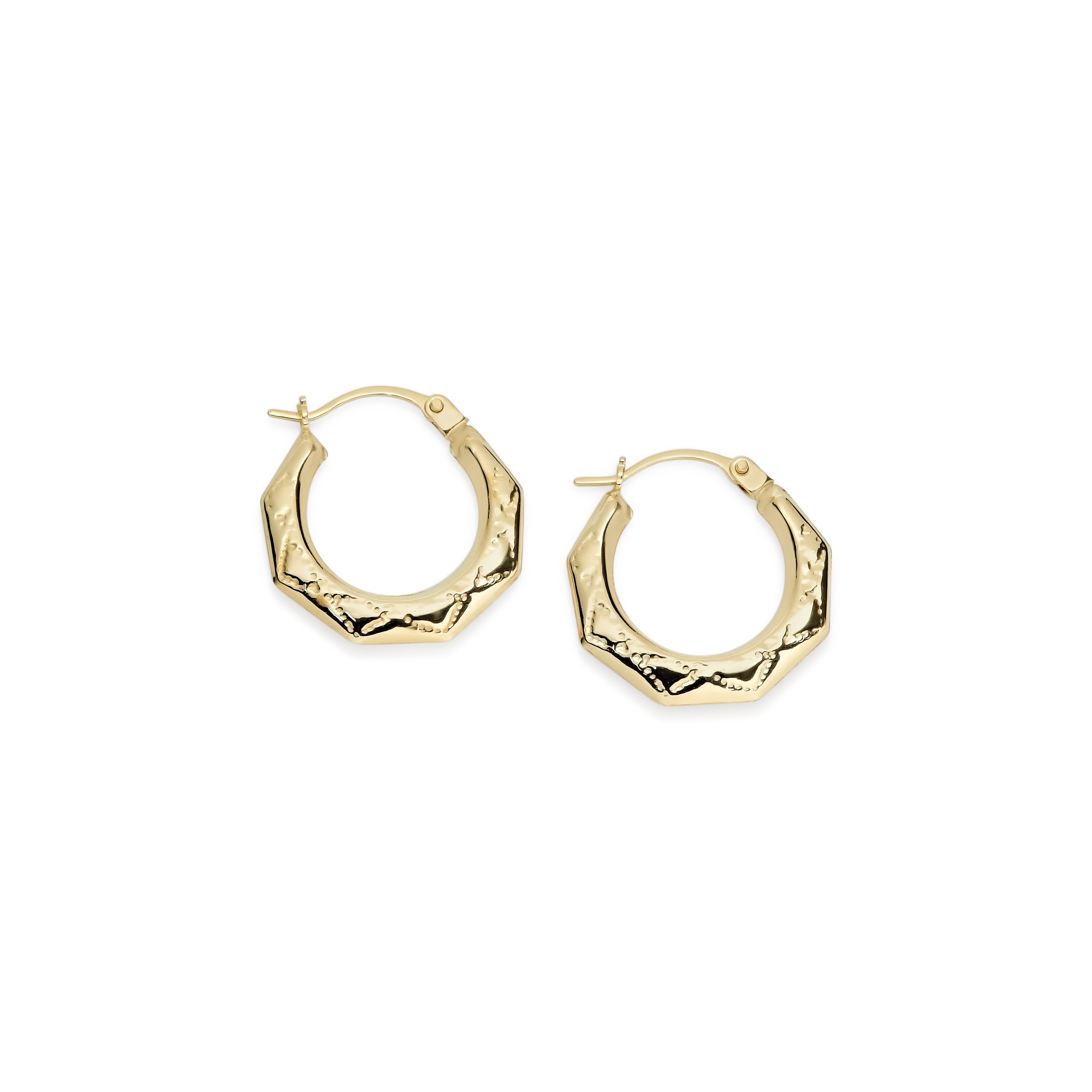 9ct gold octagonal hoops 11mm