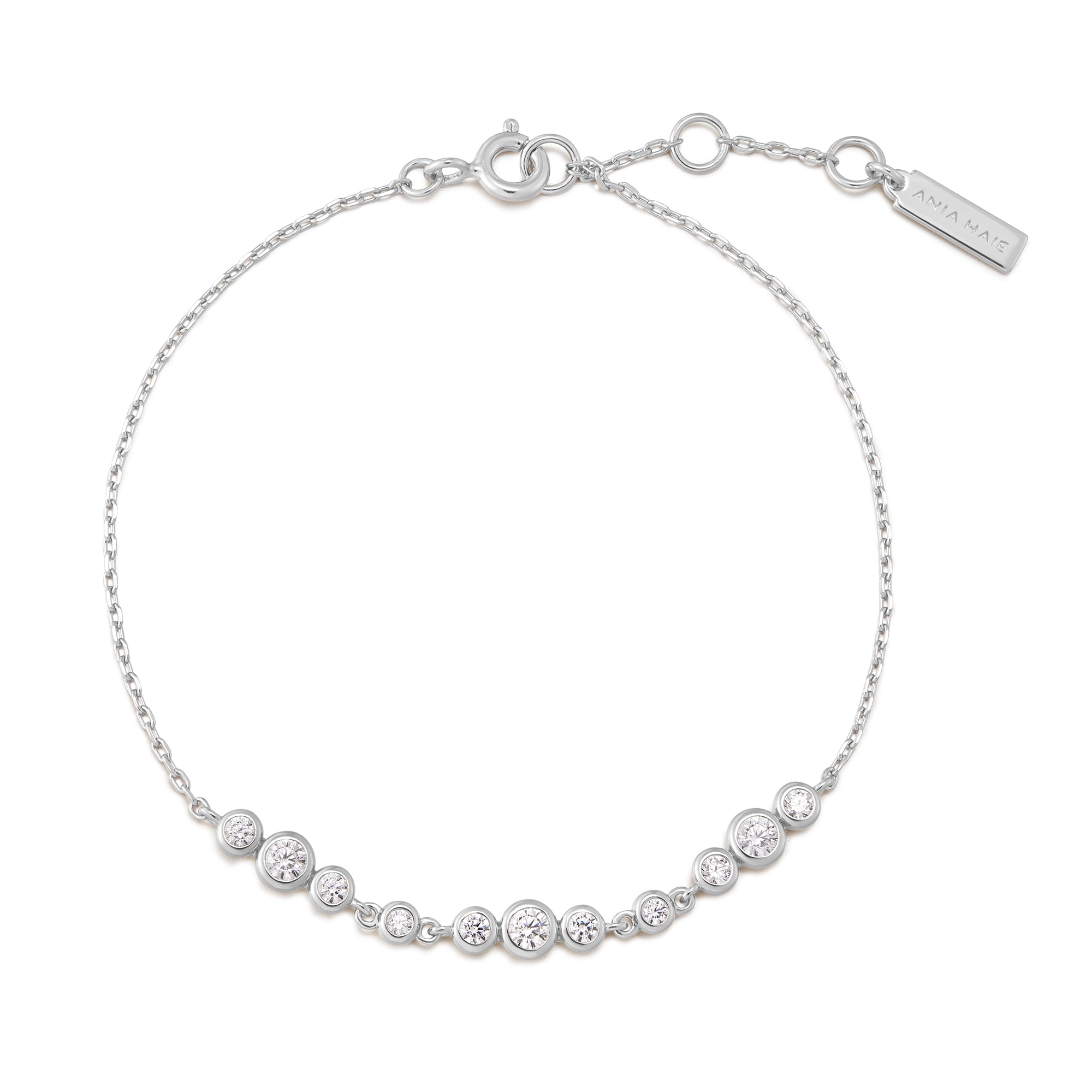 Ania Haie Silver Graduated Bezel-Set Trios Bracelet