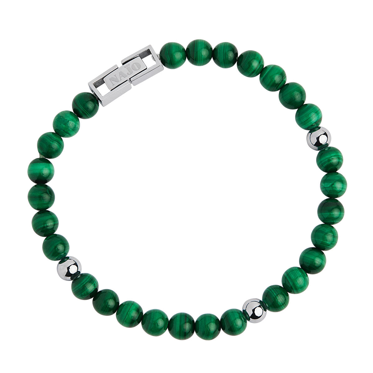 NAJO Atlas 6mm Malachite & Steel Bracelet (21cm+ext)