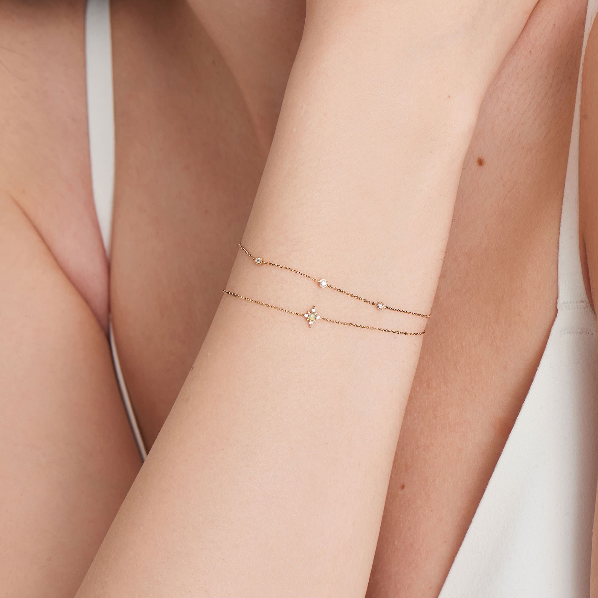 Ania Haie 14ct Gold Triple Natural Diamond Bracelet
