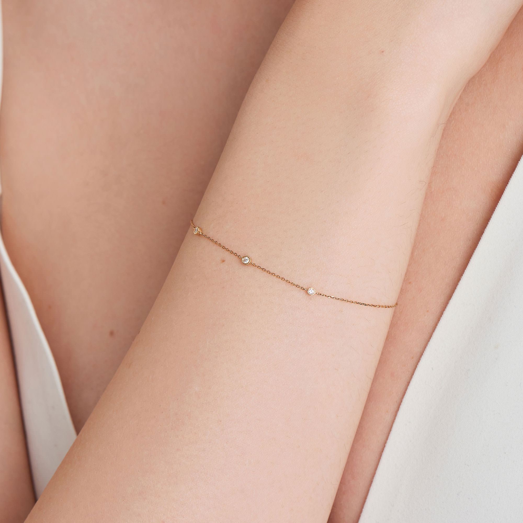 Ania Haie 14ct Gold Triple Natural Diamond Bracelet