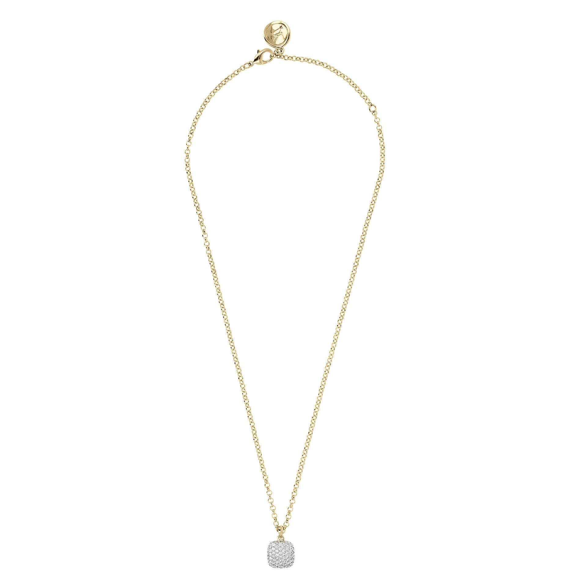 Bronzallure Square Pave Golden Necklace