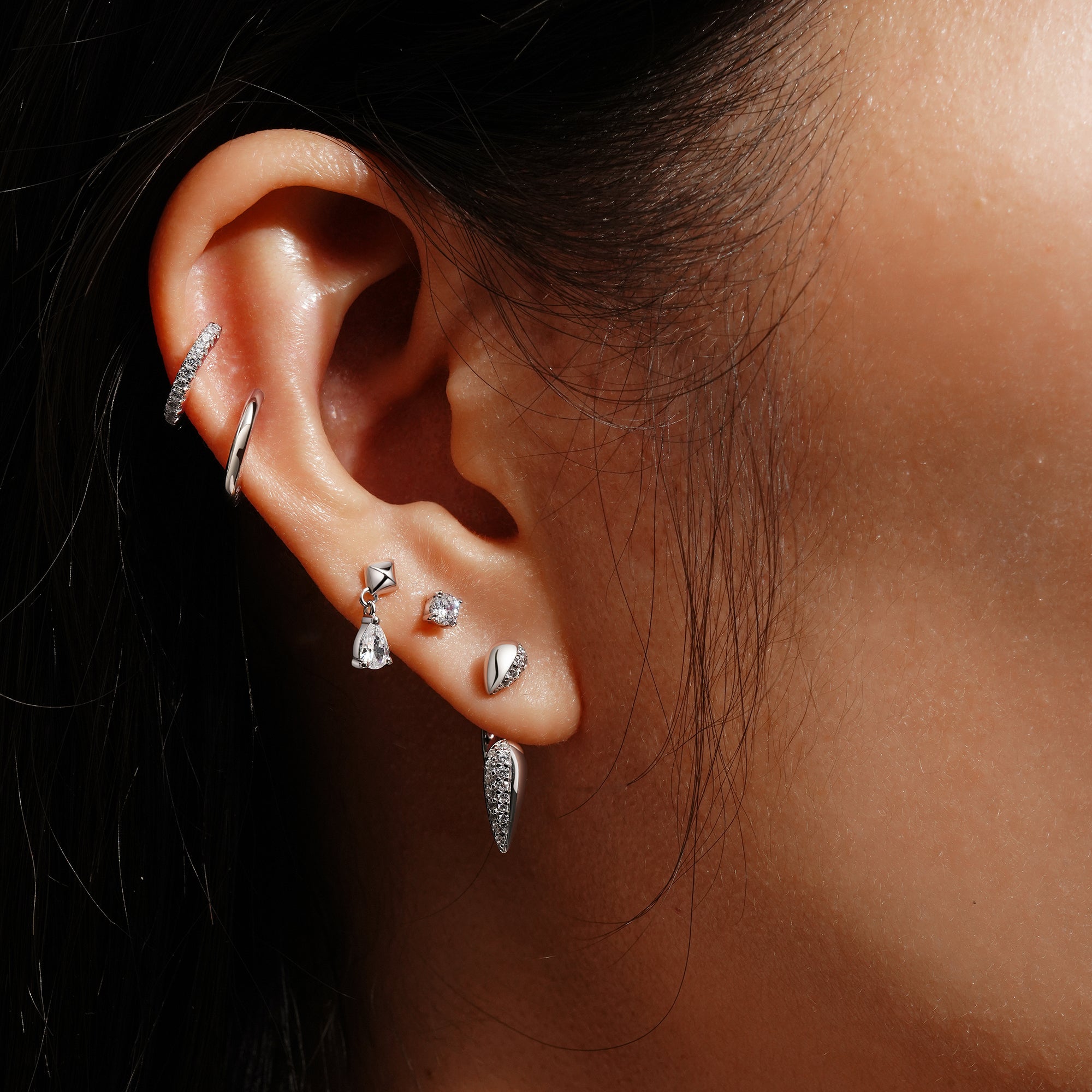 Silver Sparkling Puffy Spike Ear Jackets