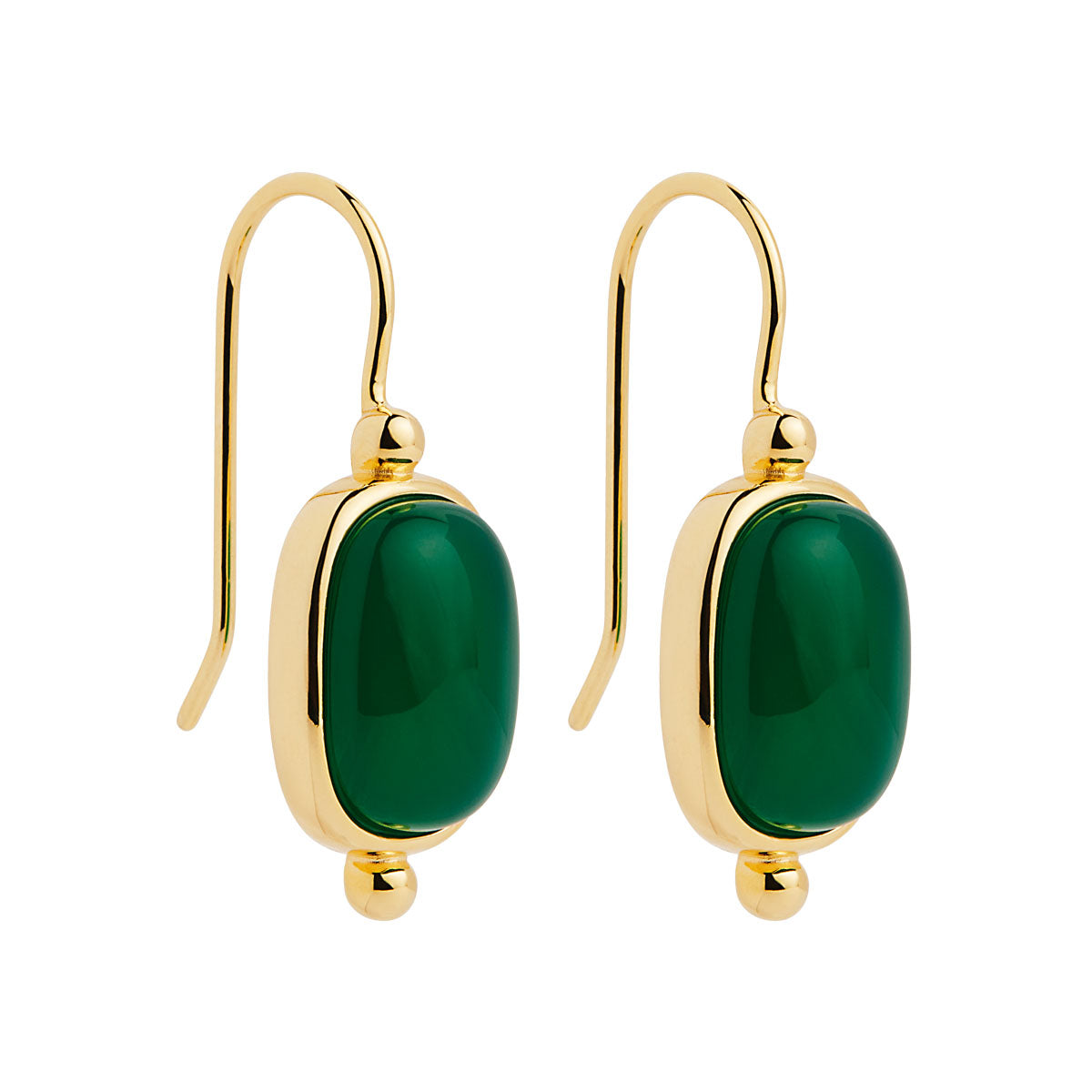 NAJO Fleur Yellow Gold Green Onyx Earrings