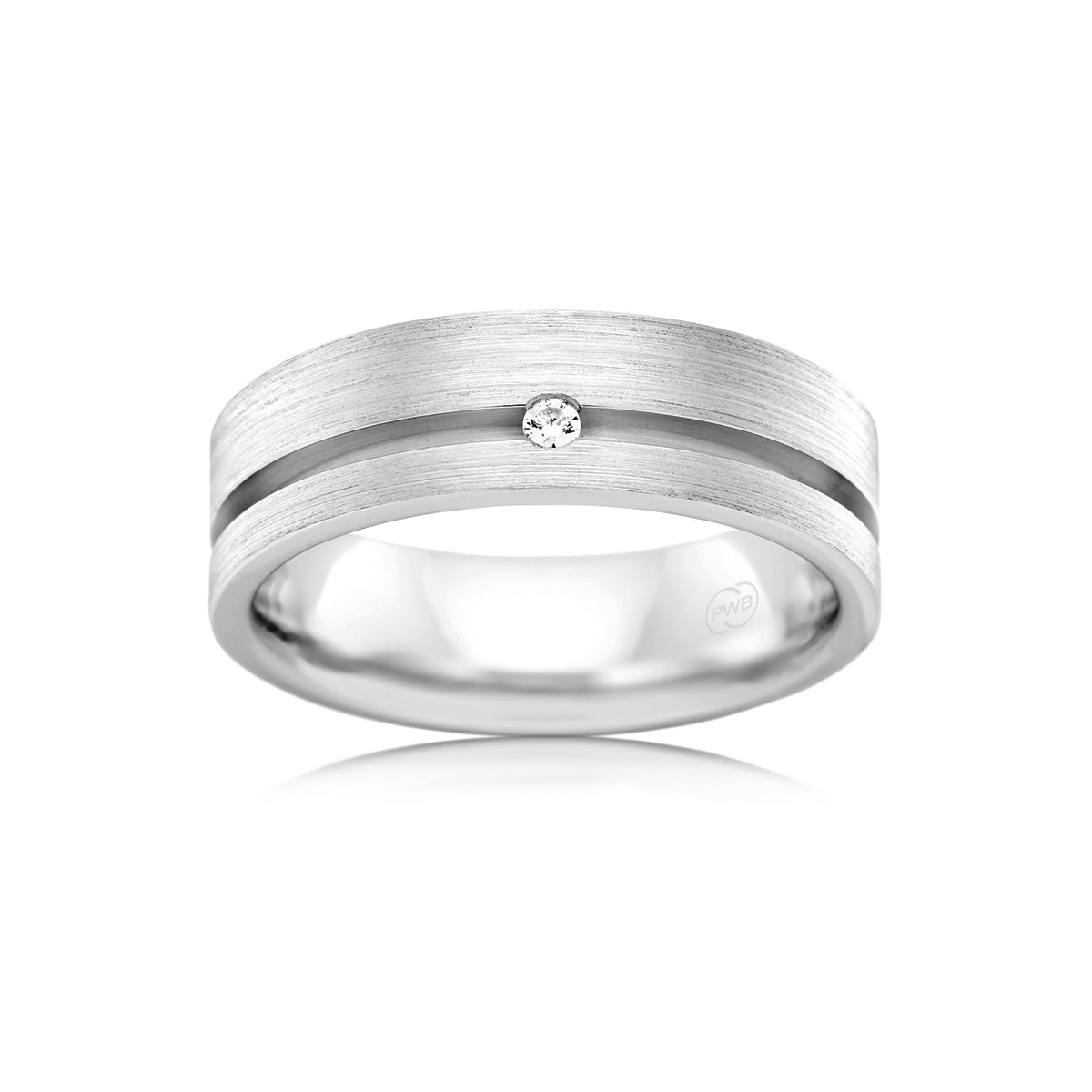 Titanium Diamond Set Faceted Ring