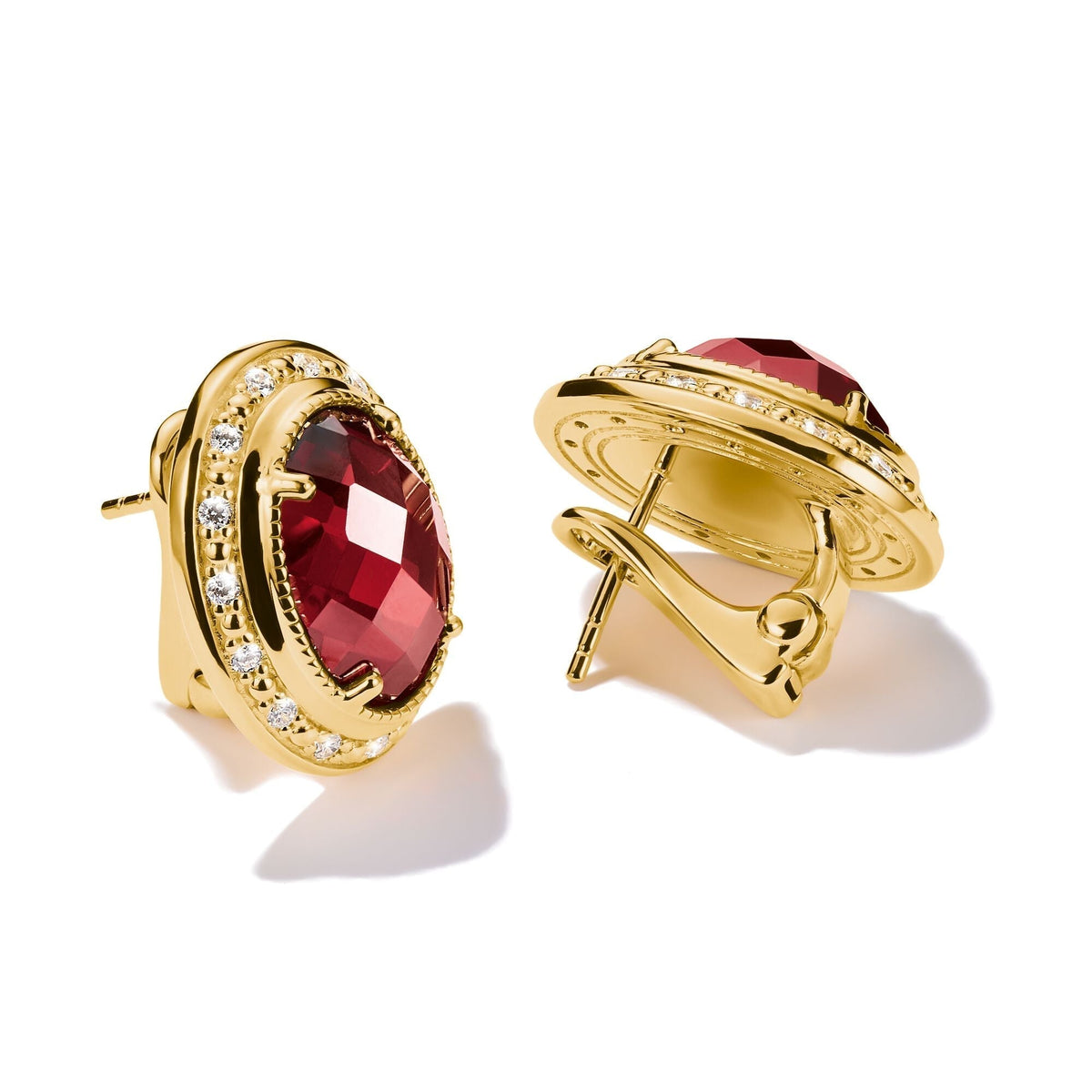 THOMAS SABO Clip Earrings with Red Stones