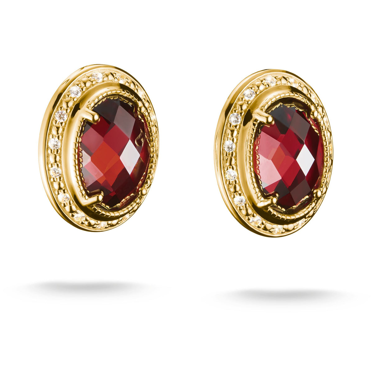 THOMAS SABO Clip Earrings with Red Stones