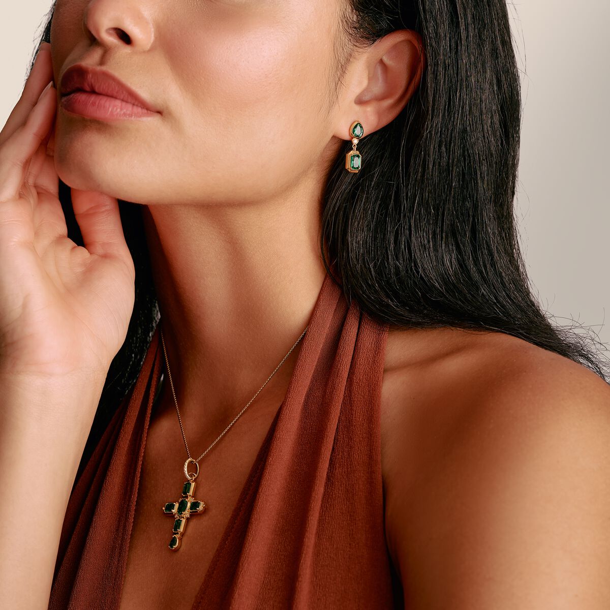 THOMAS SABO Earrings with Green Stones