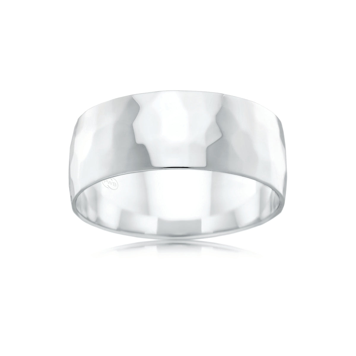 9ct White Gold Hammer Finish Wedding Ring