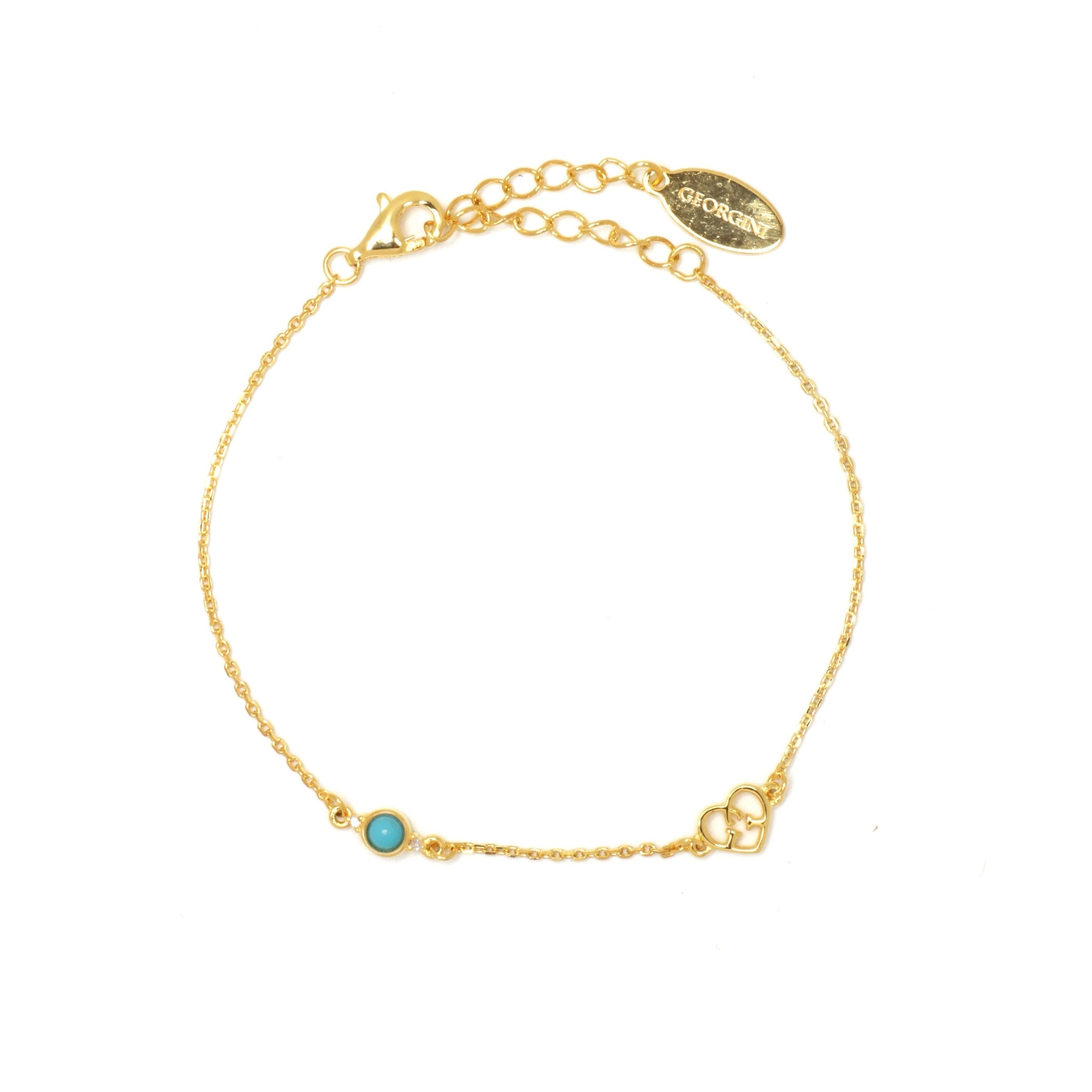 Diamonds by Georgini Natural Turquoise and Two Natural Diamond December Bracelet Gold