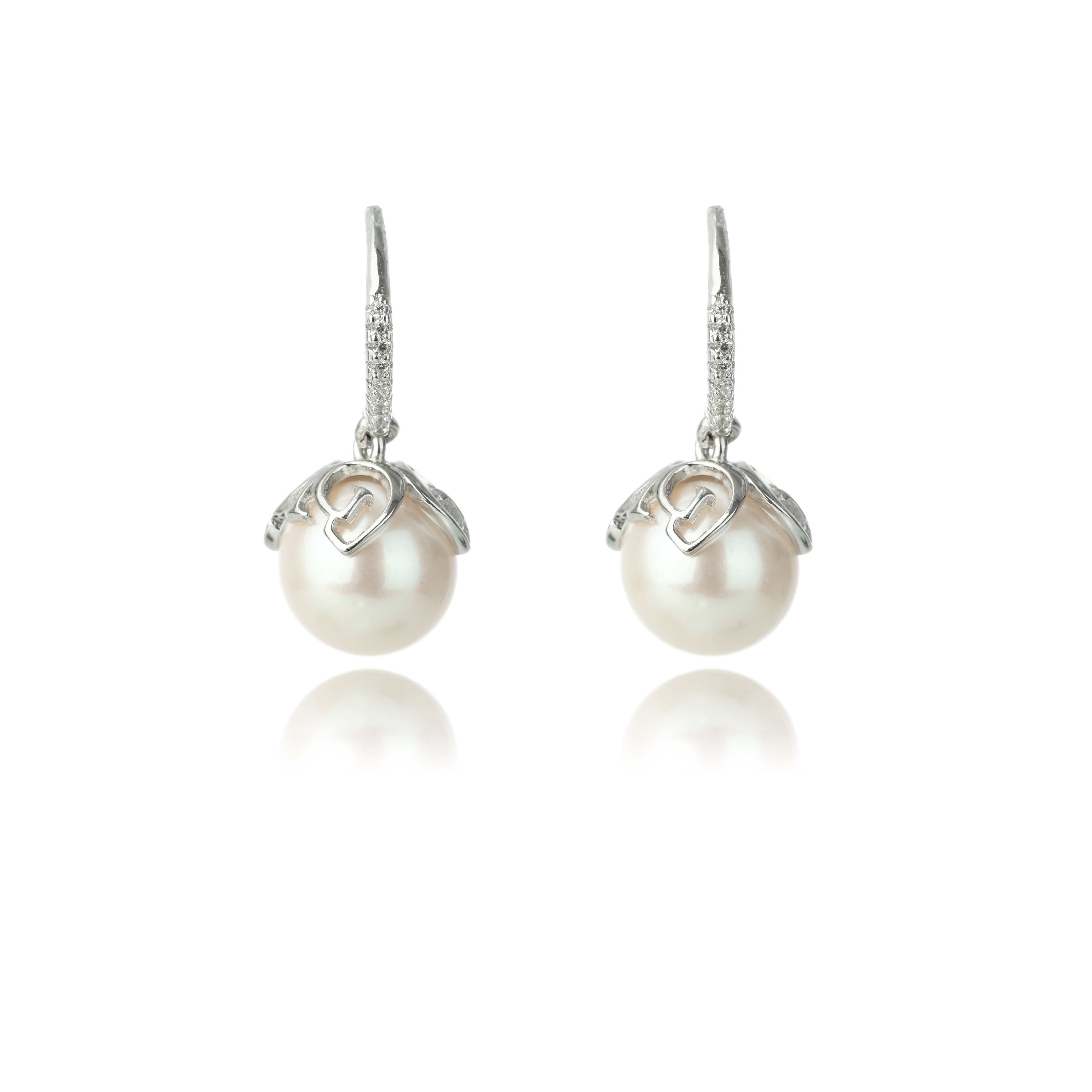Georgini Oceans Palm Cove Freshwater Pearl Earrings Silver
