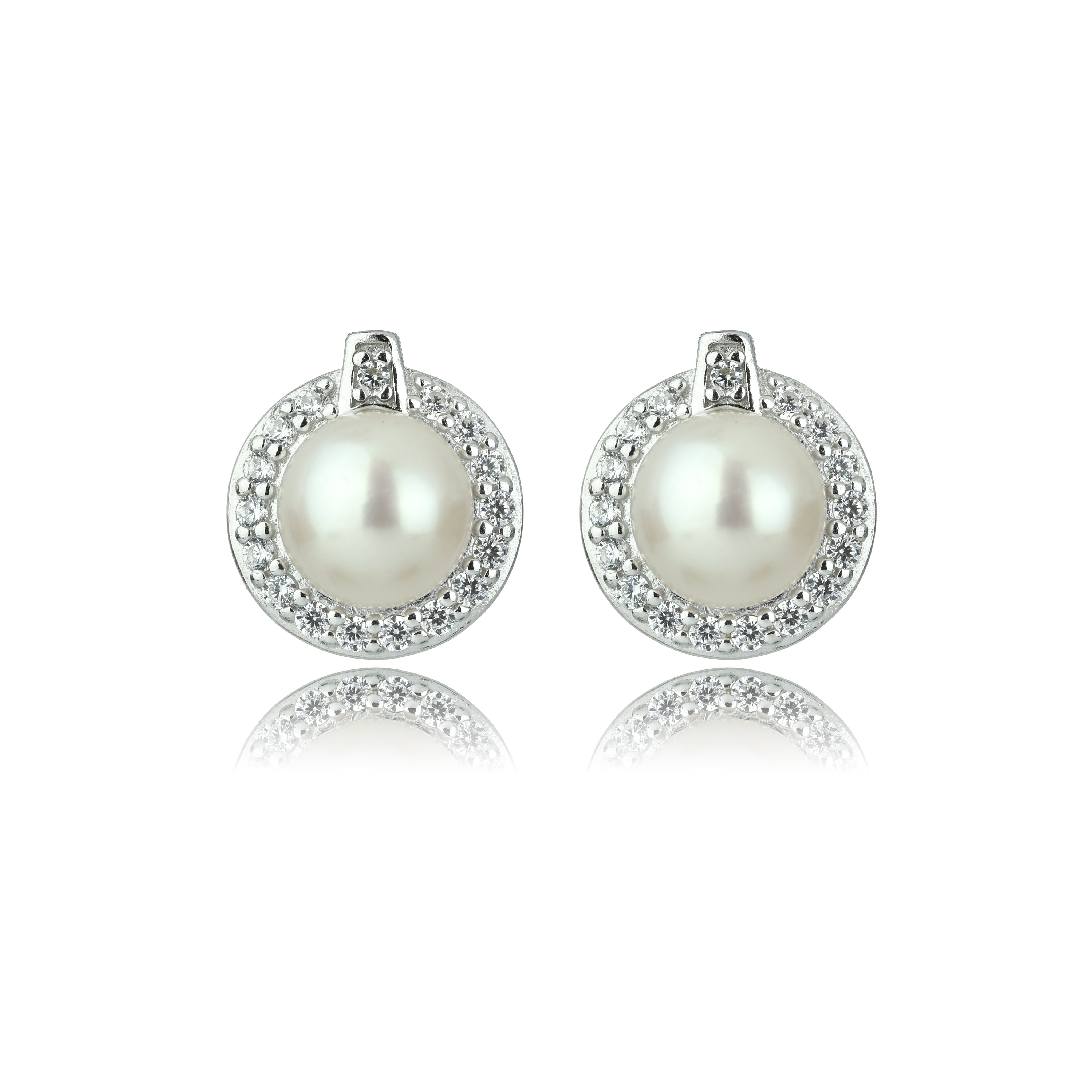 Georgini Oceans Tasman Freshwater Pearl Earrings Silver