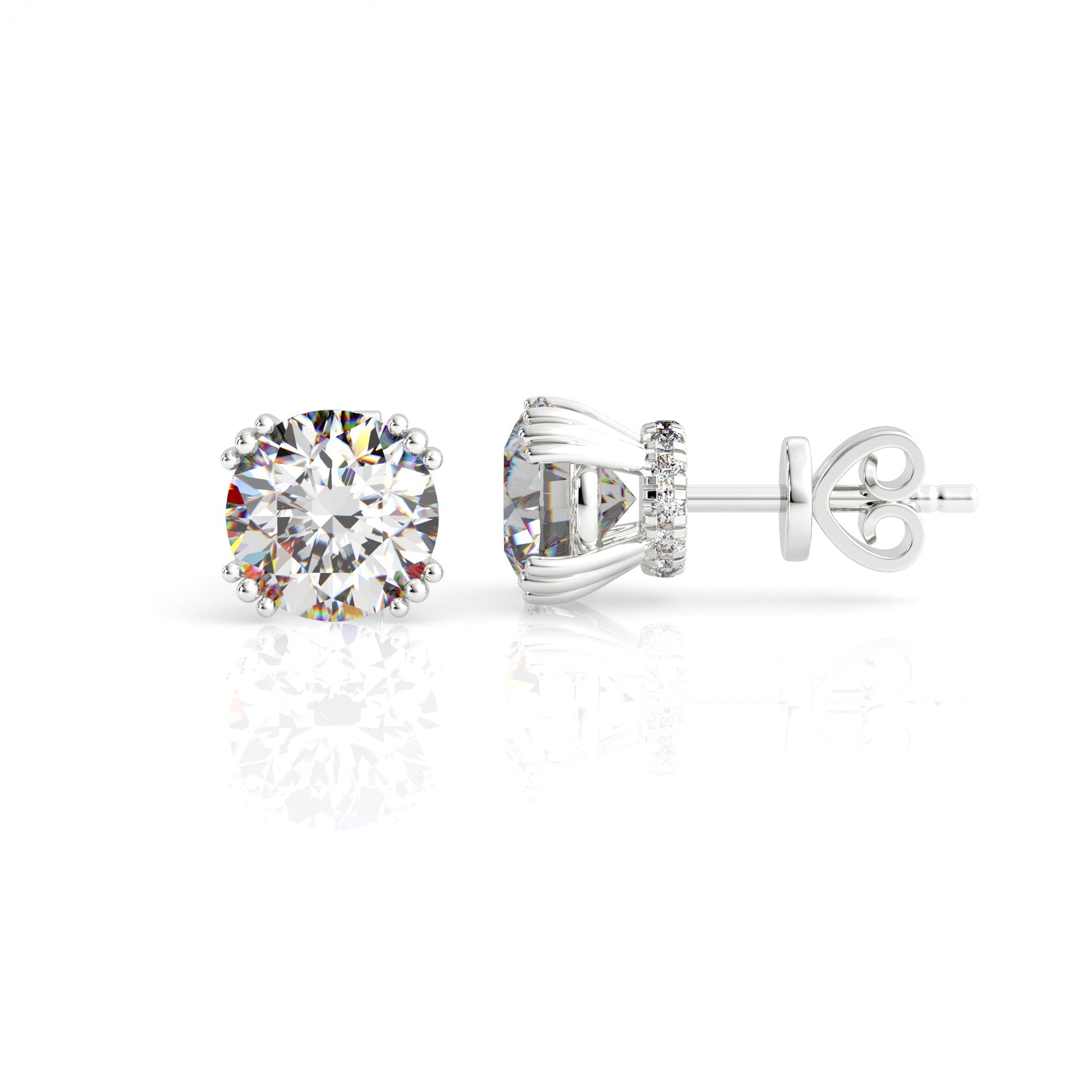 Georgini Elegant Essentials 6.5mm Round Hidden Halo Stud Silver