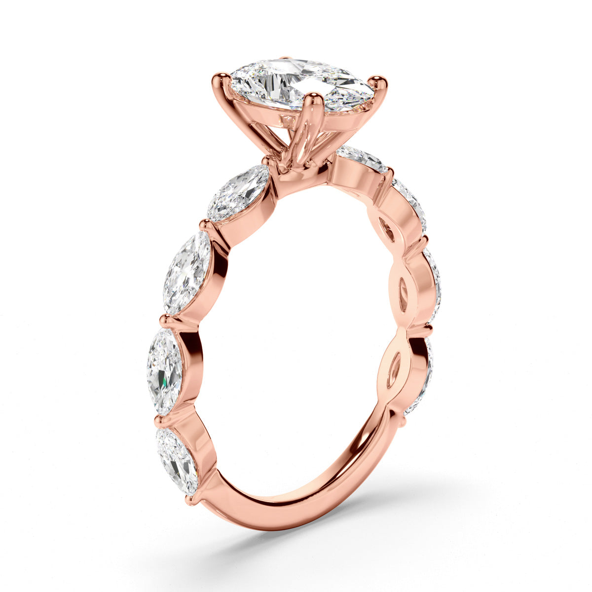 Oval Cut Diamond Engagement Ring with Marquise Sides