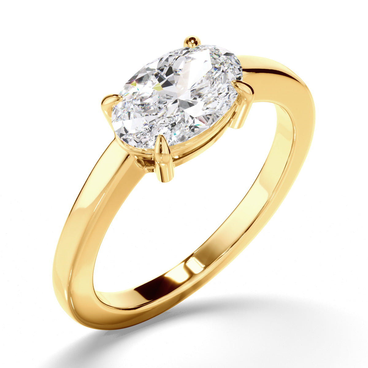Oval Cut Diamond Solitaire East West Set Engagement Ring