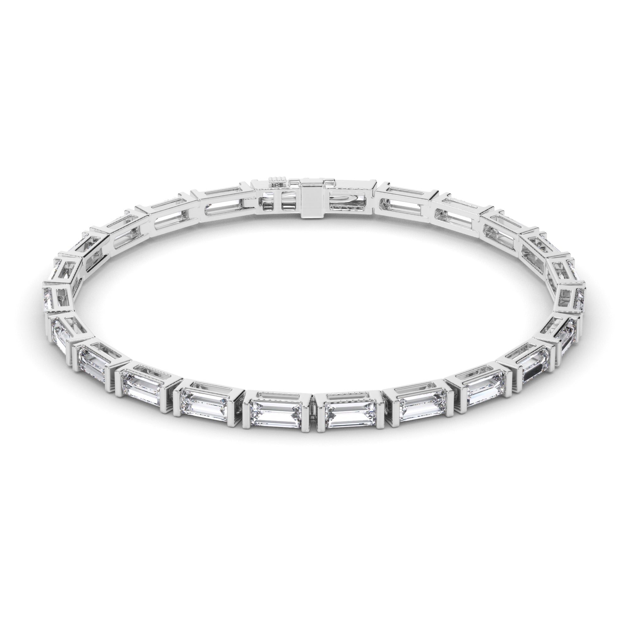 Baguette Cut Natural Mined Diamond Tennis Bracelet