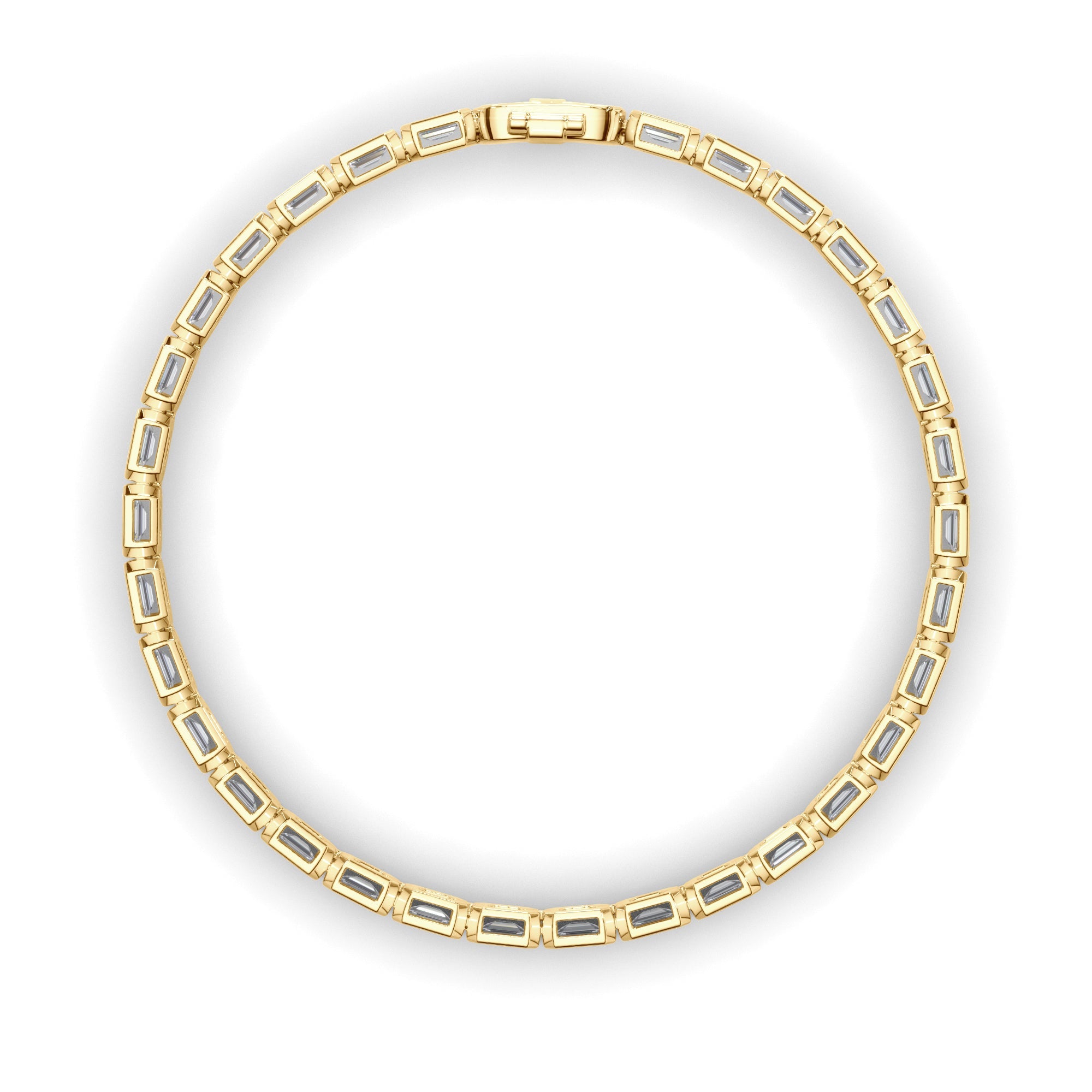 Emerald Cut Natural Mined Diamond Bezel Set Tennis Bracelet