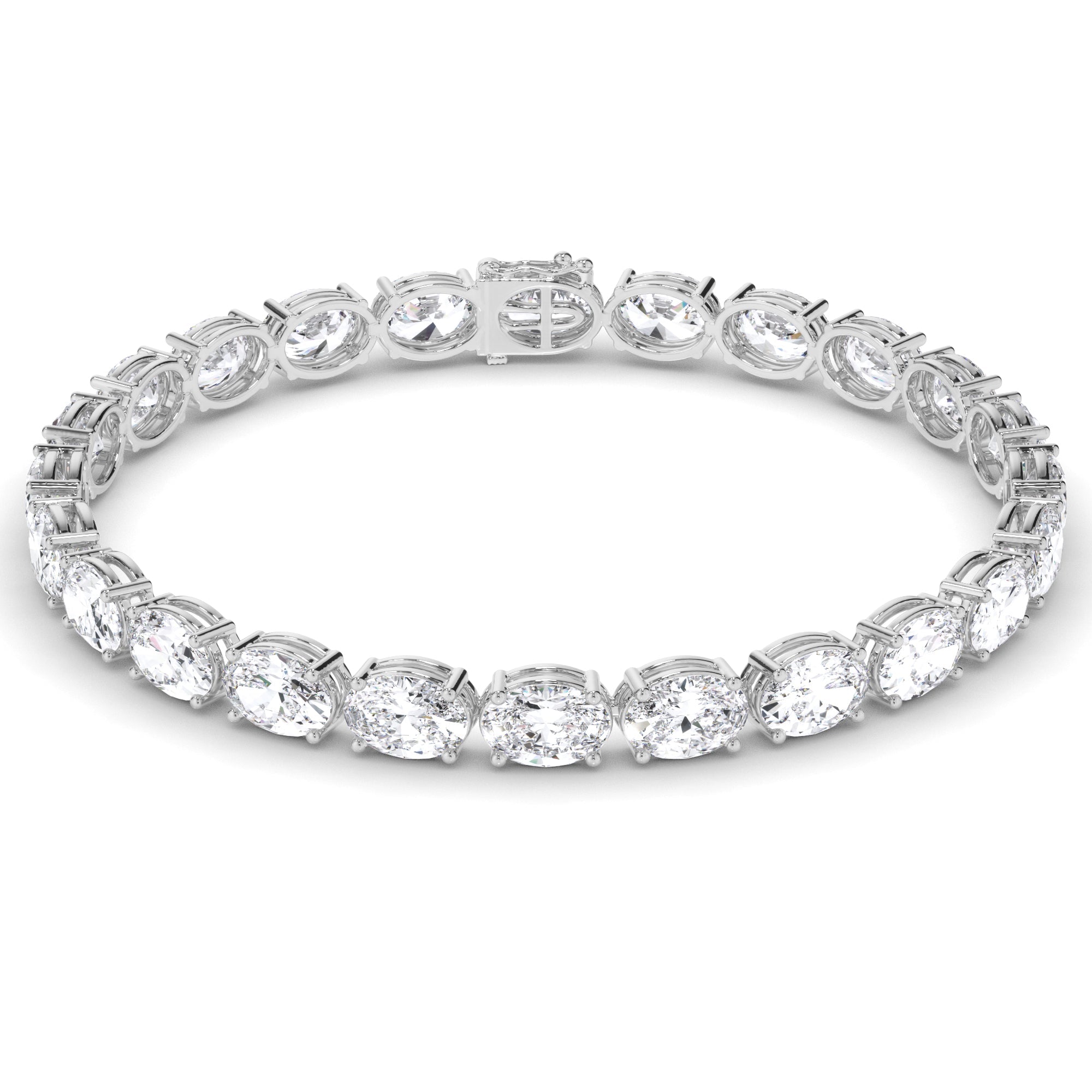 Oval Cut Natural Mined Diamond Tennis Bracelet