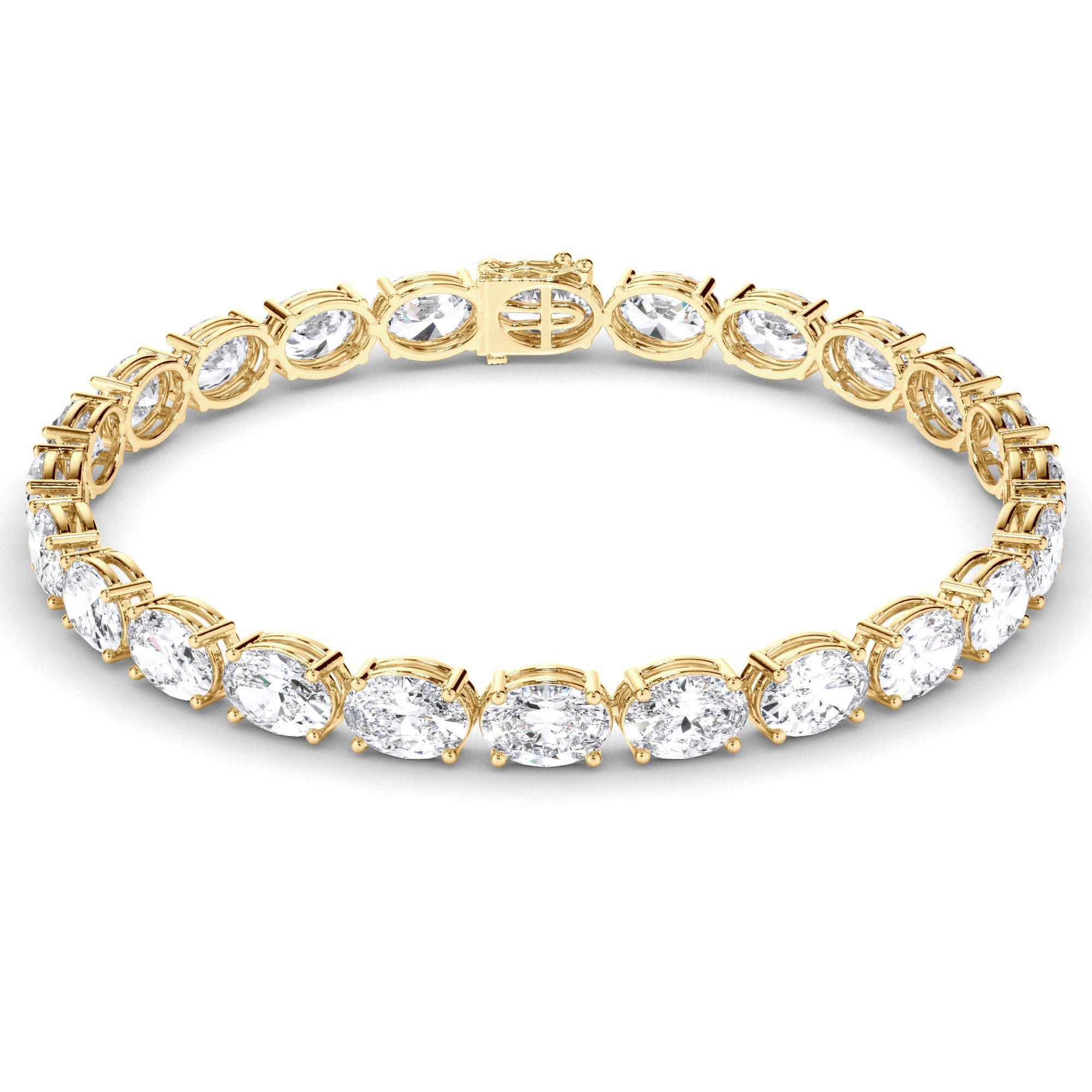 Oval Cut Natural Mined Diamond Tennis Bracelet