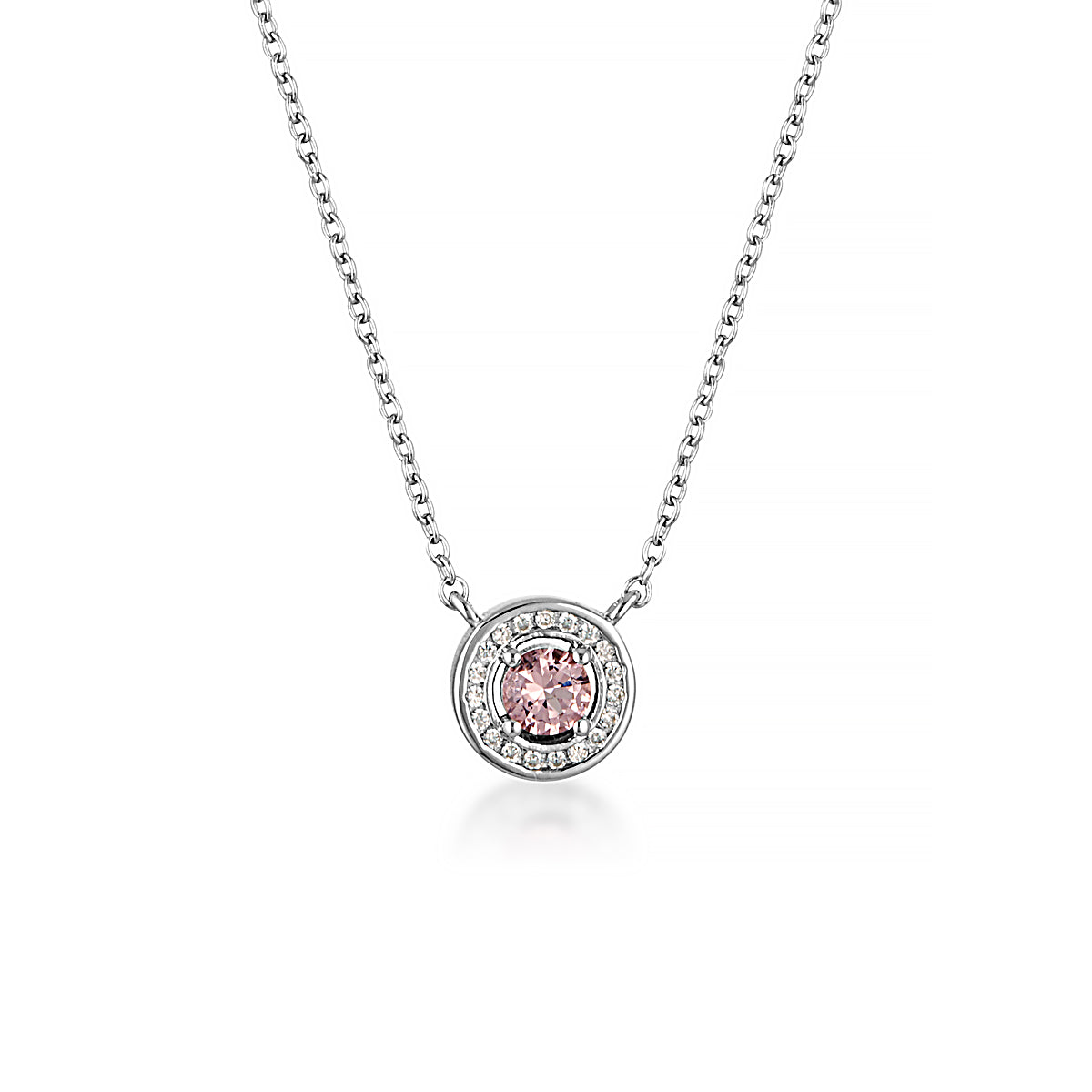 Georgini Milestone Morganite Halo Pendant in Silver