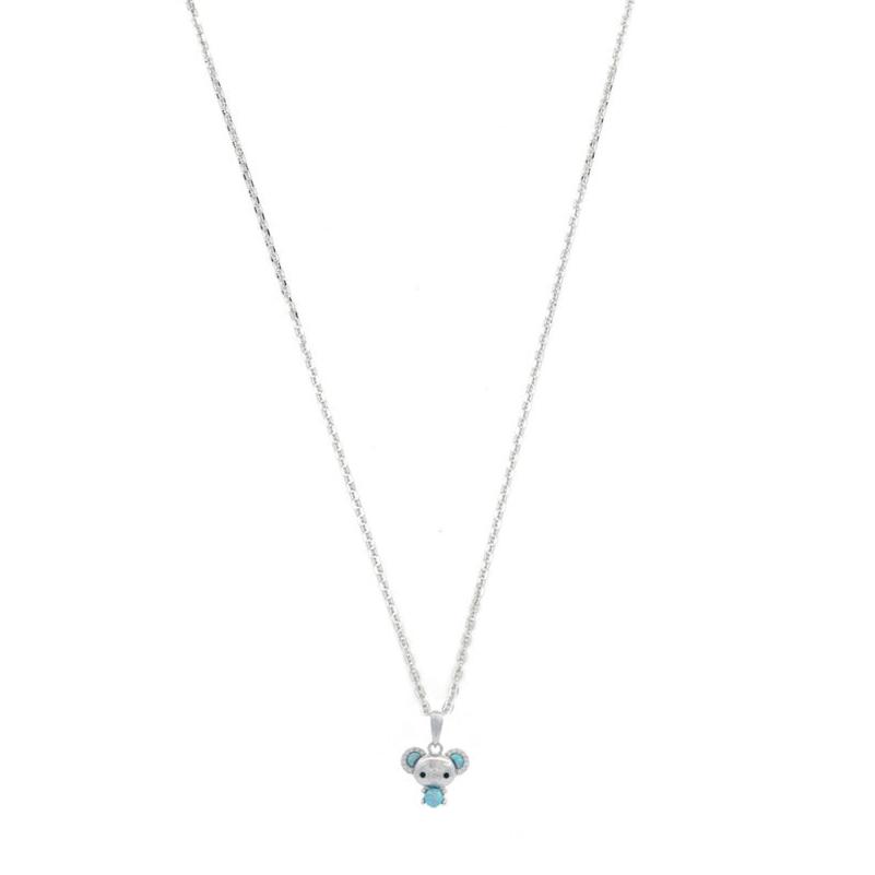 Georgini Opal Glow Blue Created Opal Koala Pendant Silver