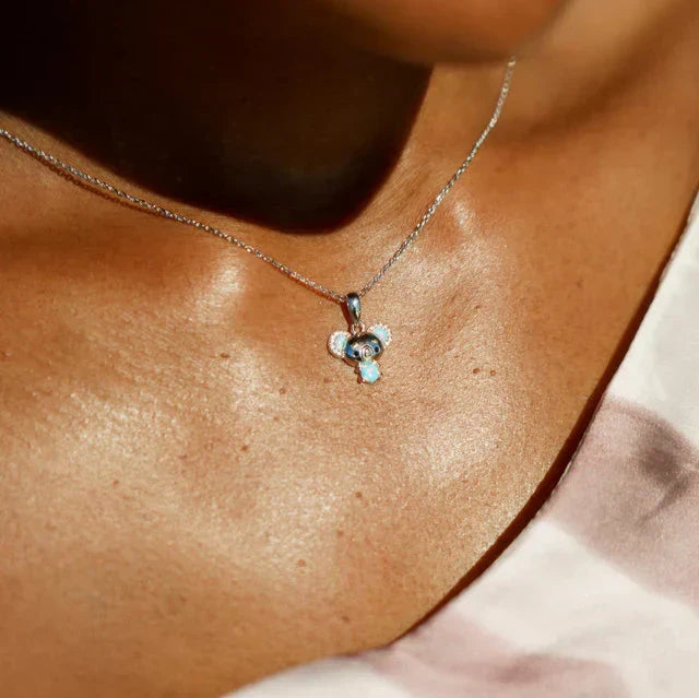 Georgini Opal Glow Blue Created Opal Koala Pendant Silver