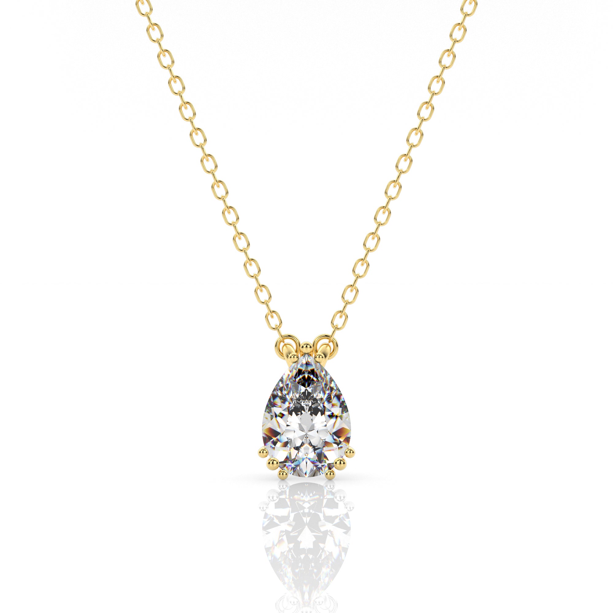 Georgini Elegant Essentials 7mm Pear Cut Hidden Halo Pendant Gold