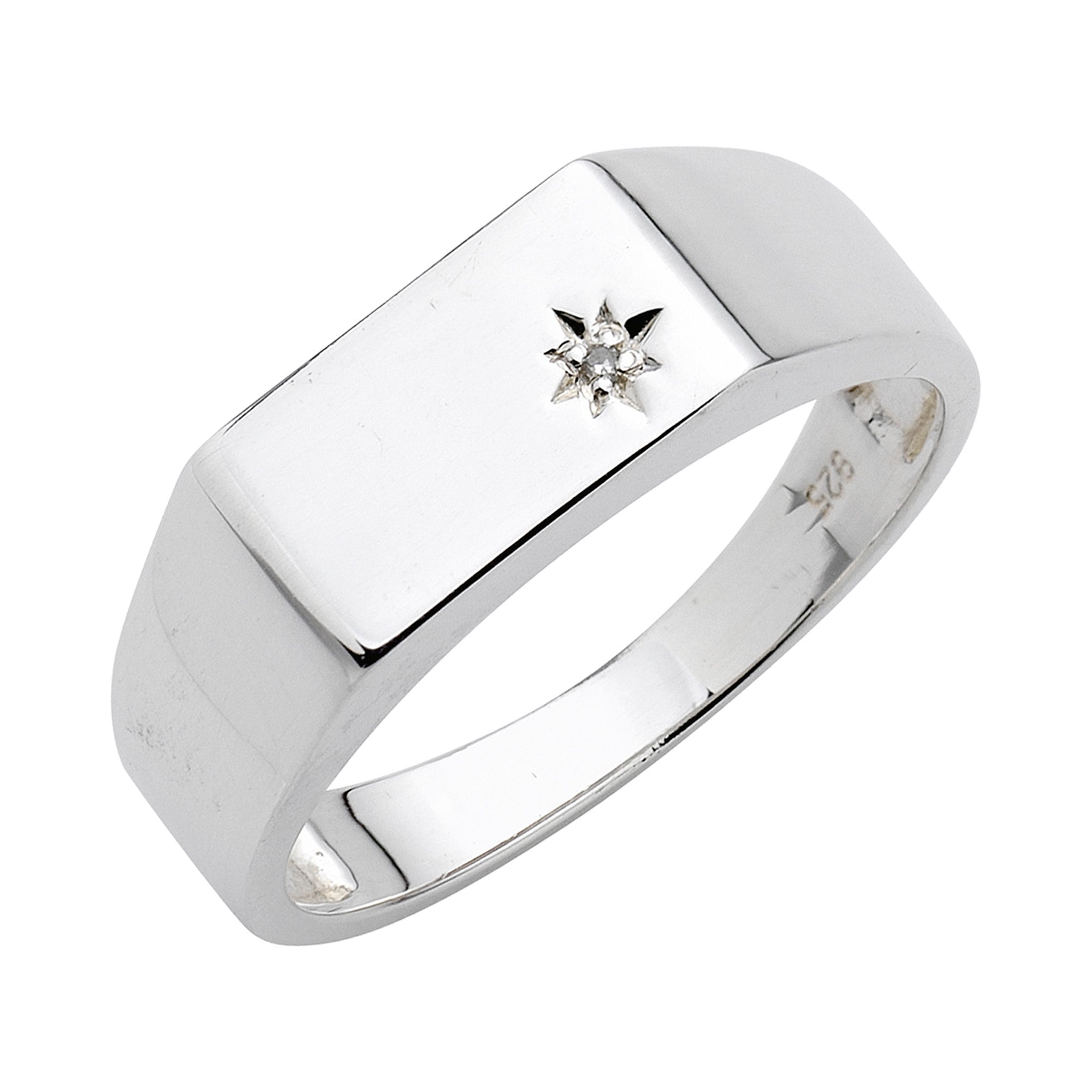 Sterling Silver Diamond Set Gents Ring