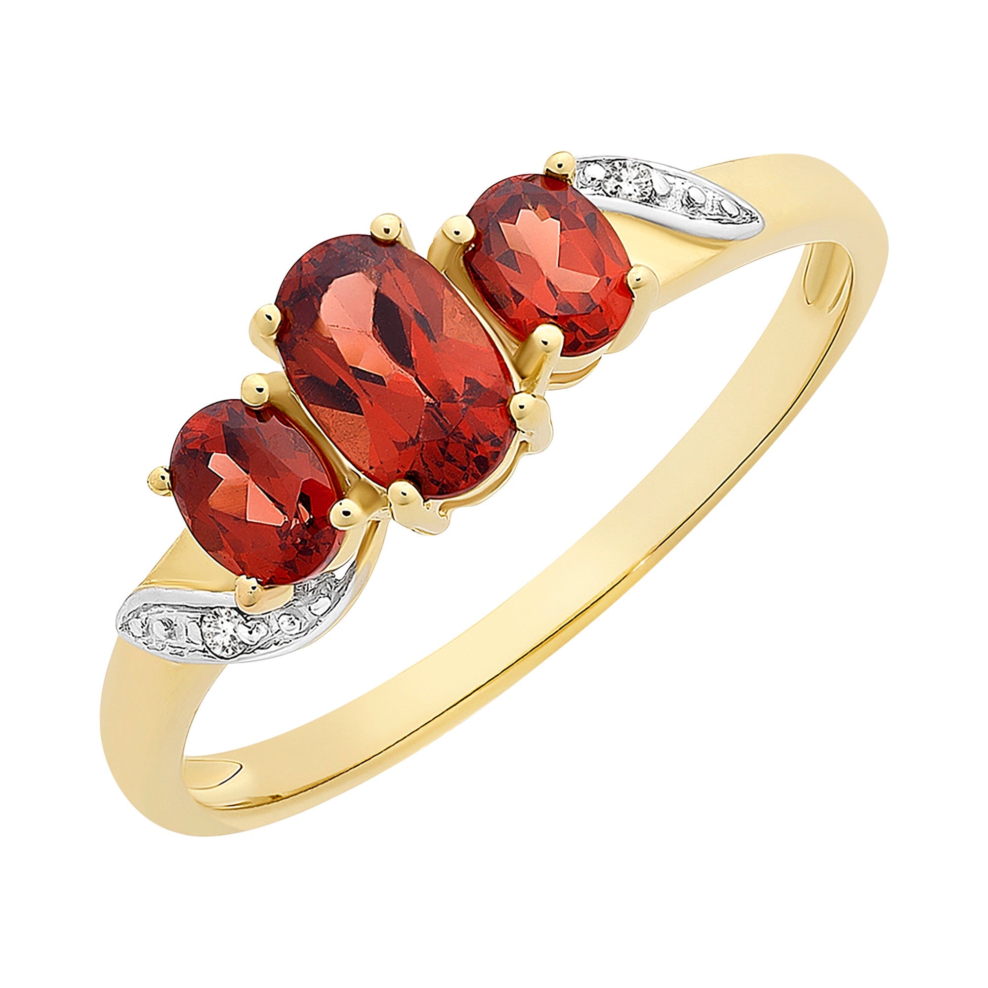 9ct Gold Garnet & Diamond Ring