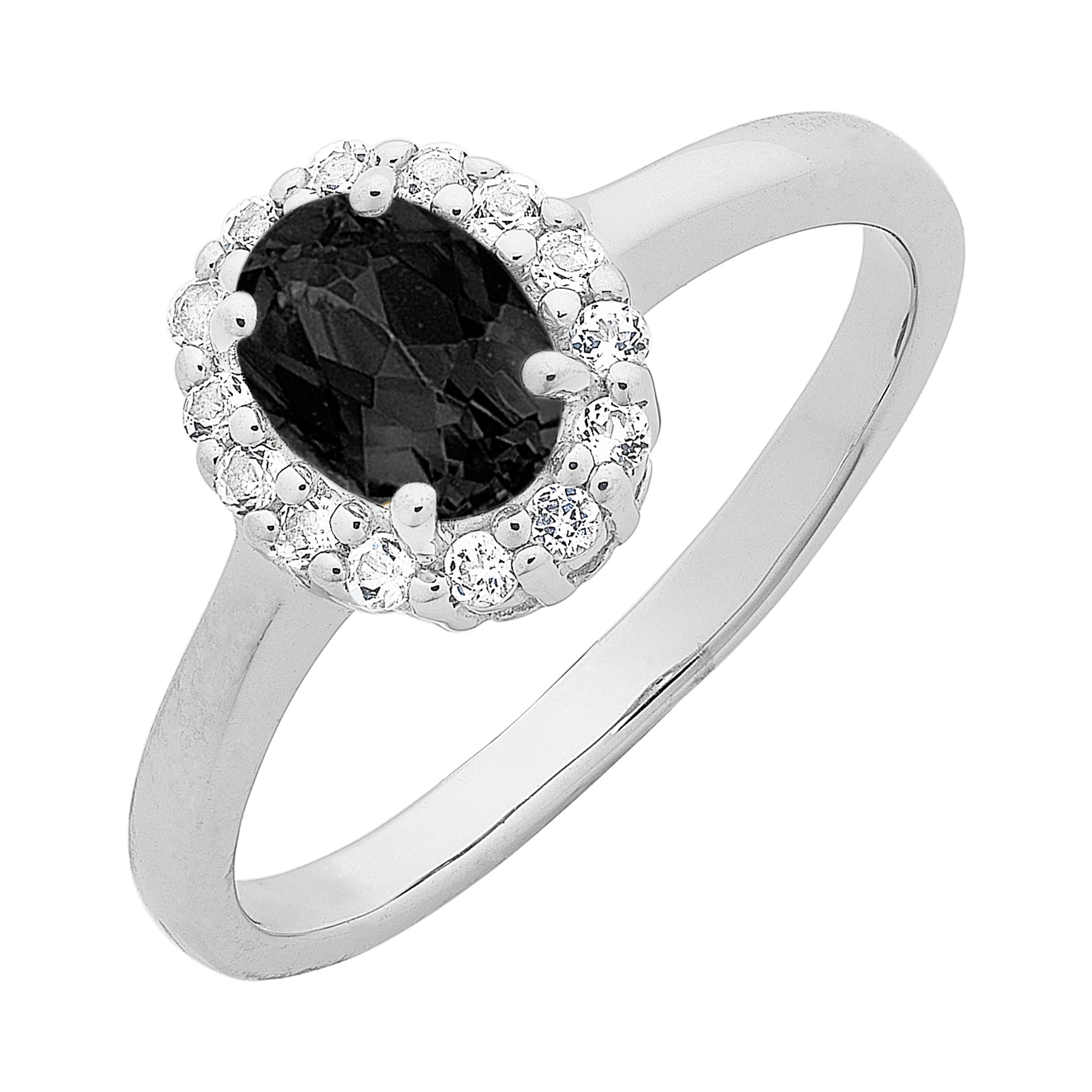 Sterling Silver Natural Sapphire & White Topaz Ring