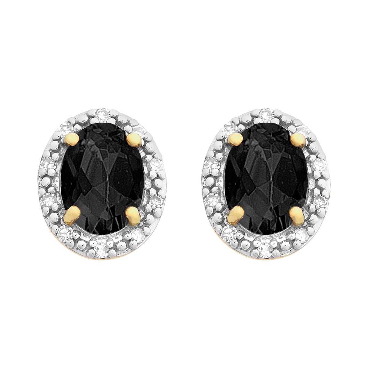 9ct Gold Natural Sapphire & Diamond Earrings