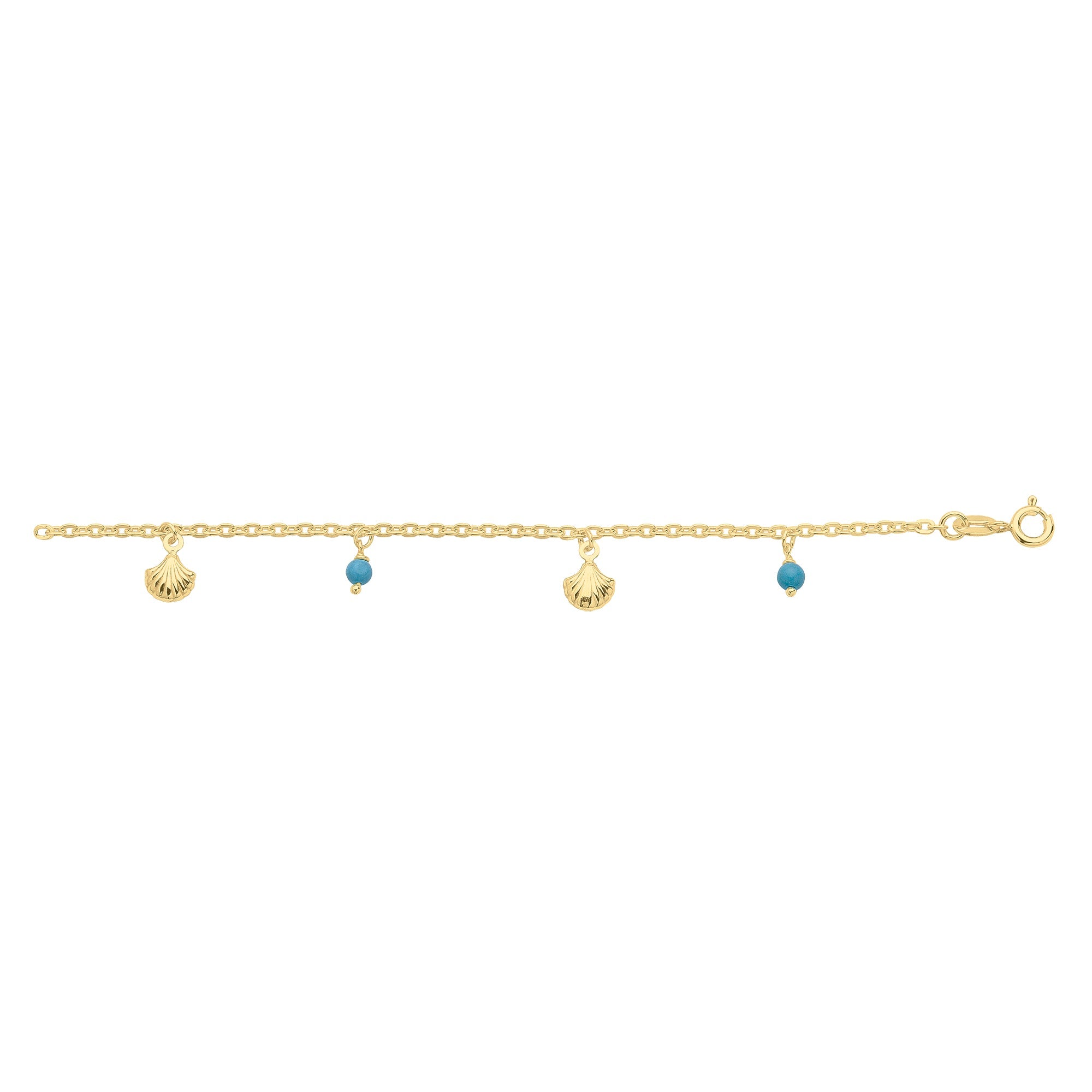 Gold-Plated Sterling Silver Anklet With Turquoise