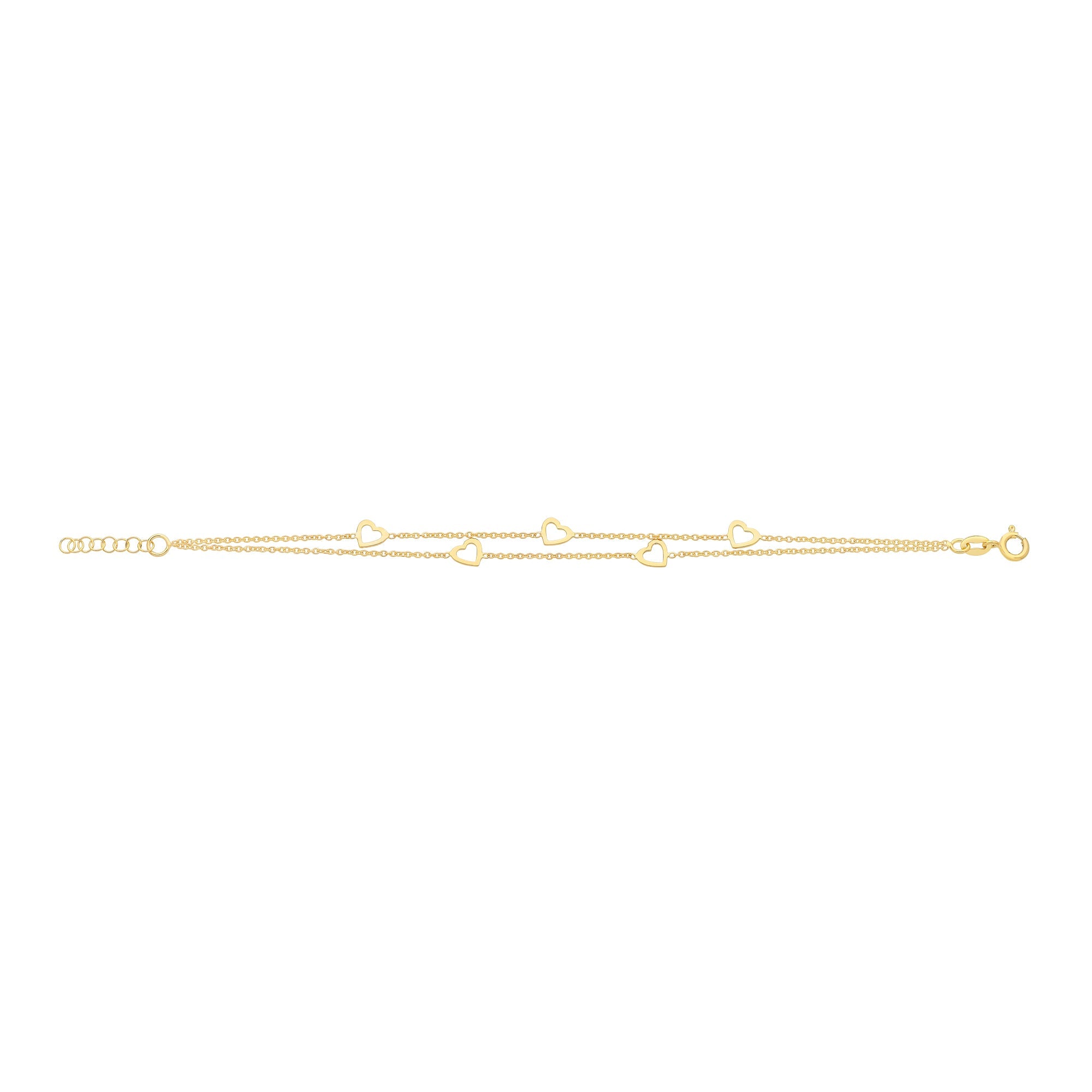 Gold-Plated Sterling Silver Double Row Heart Bracelet