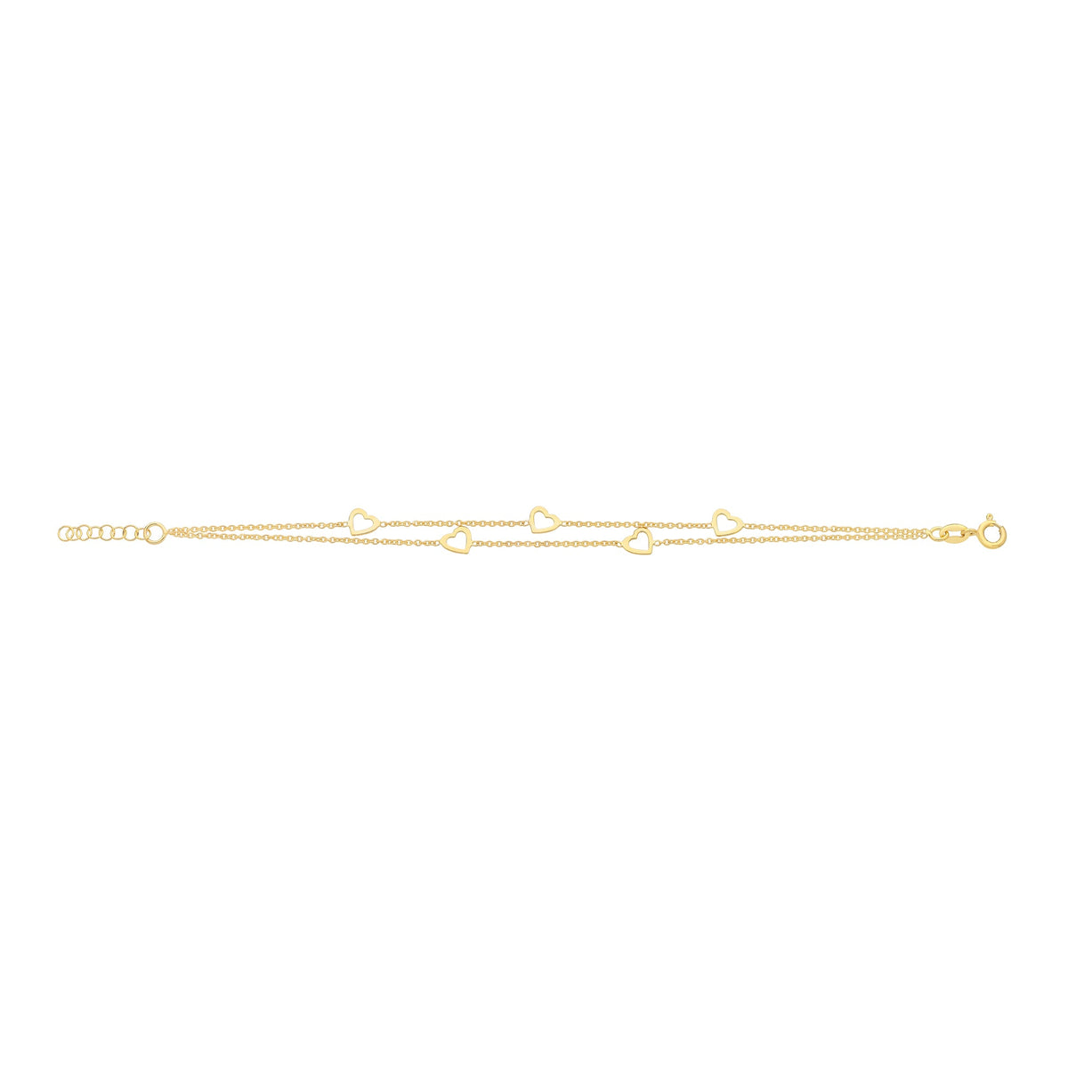 Gold-Plated Sterling Silver Double Row Heart Bracelet