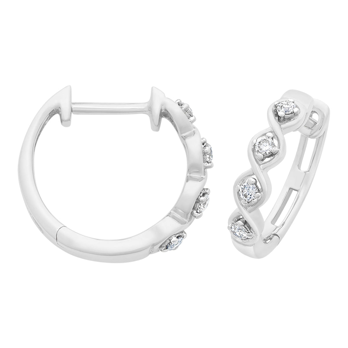 9ct White Gold Diamond Huggies