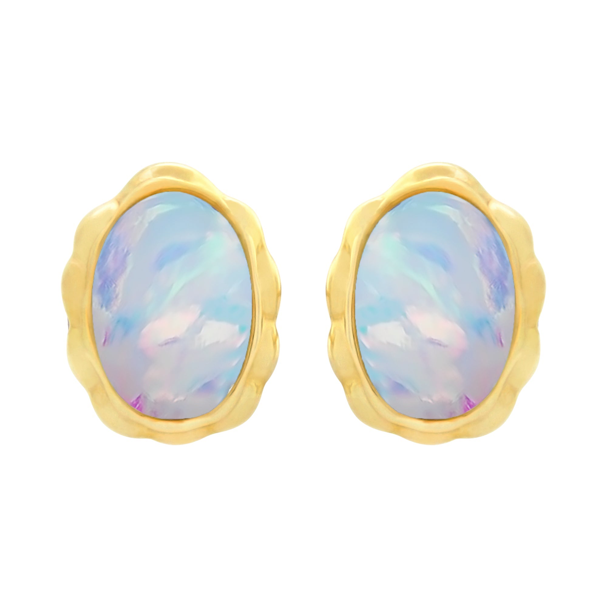 9ct Gold Lab Grown Opal Stud Earrings