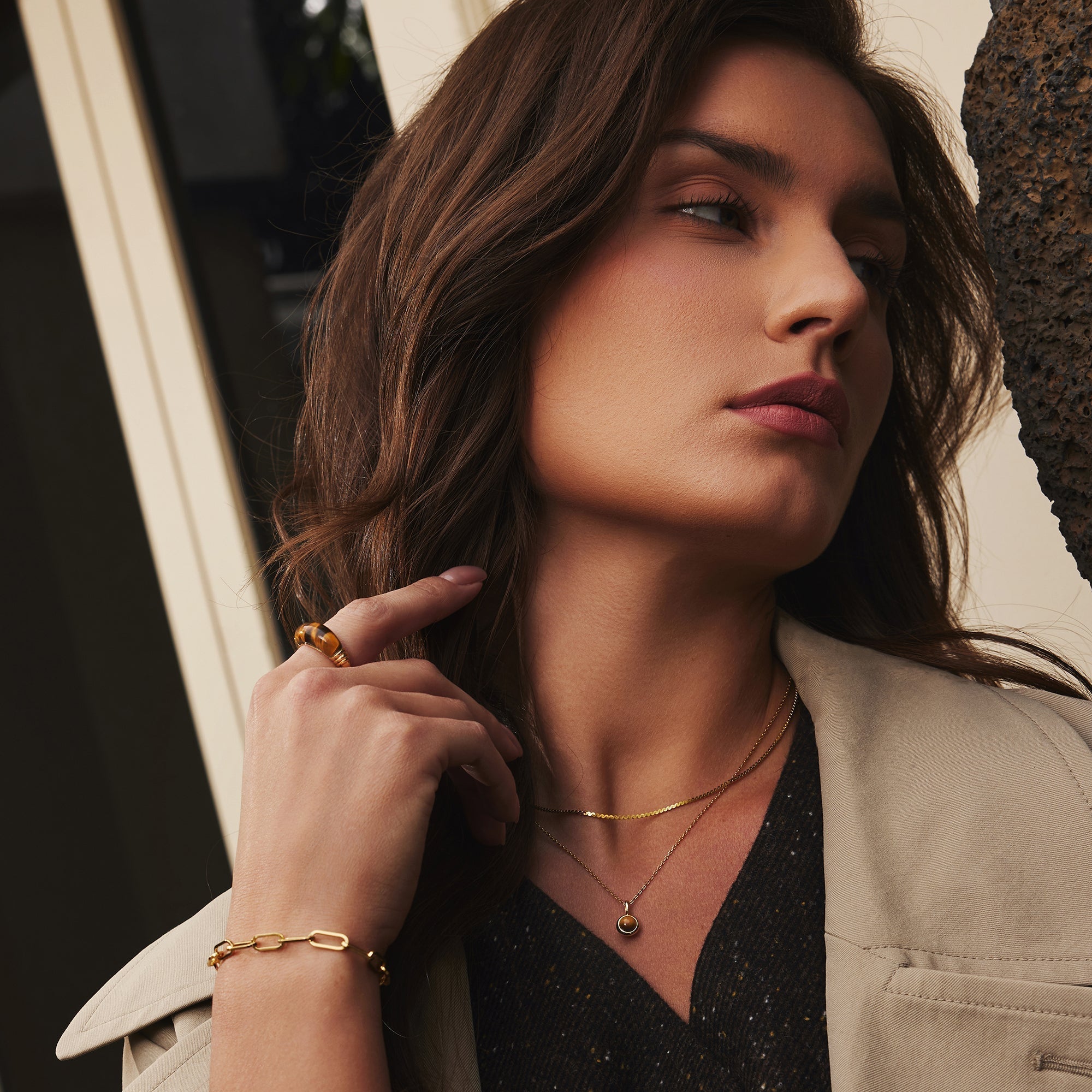 Ania Haie Gold Tiger Eye Statement Ring