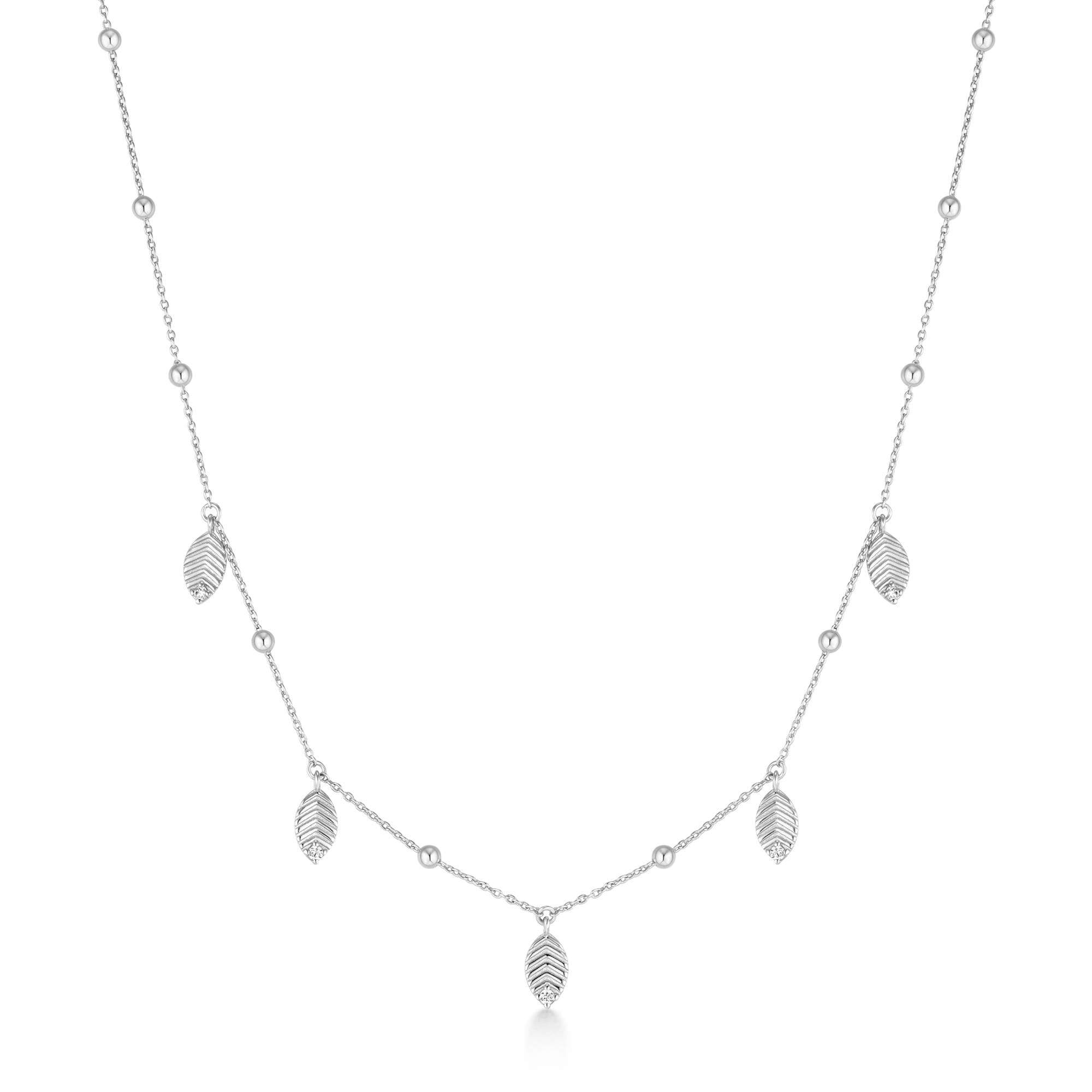 Ania Haie Silver Leaf Station Necklace