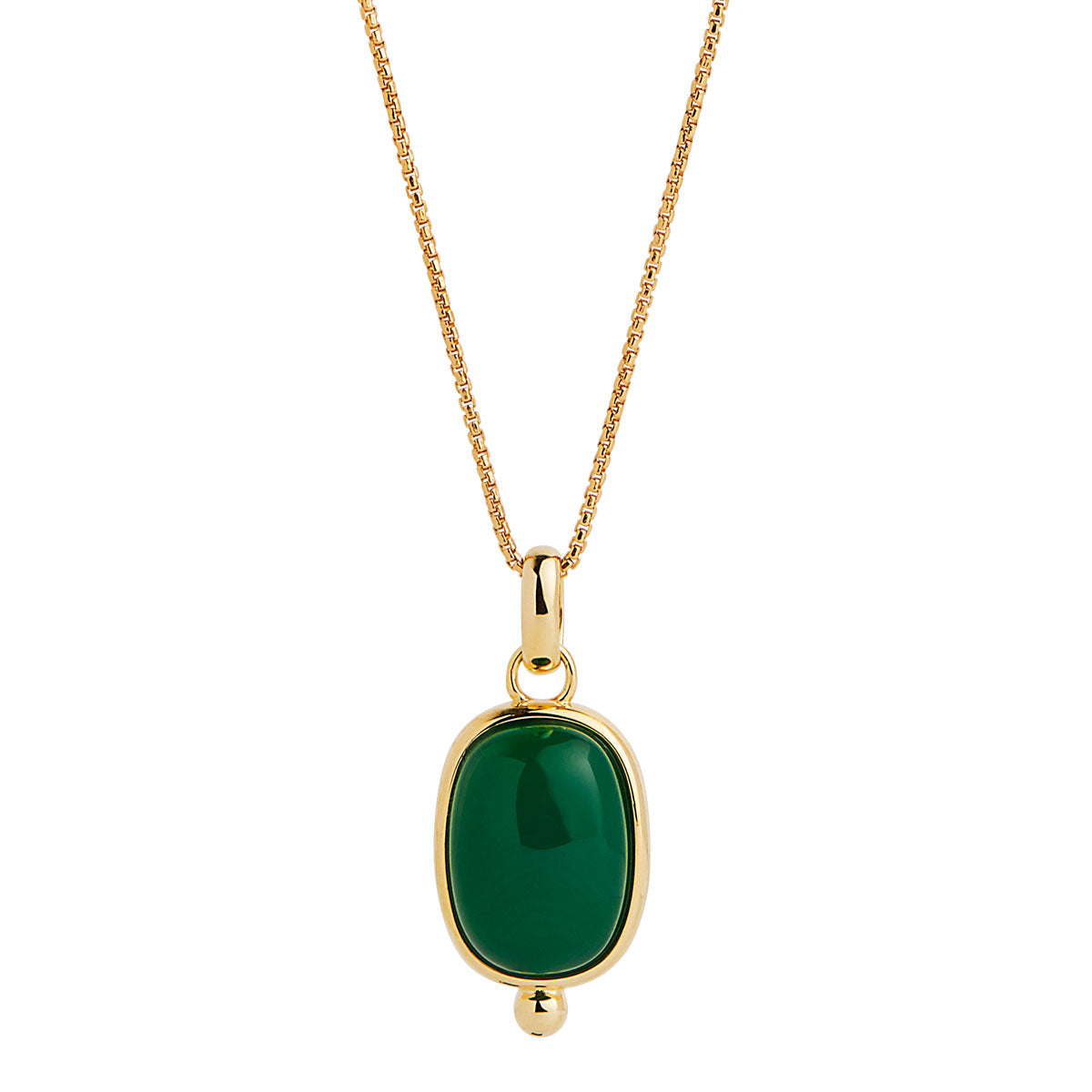 NAJO Fleur Yellow Gold Green Onyx Necklace (45cm+ext)