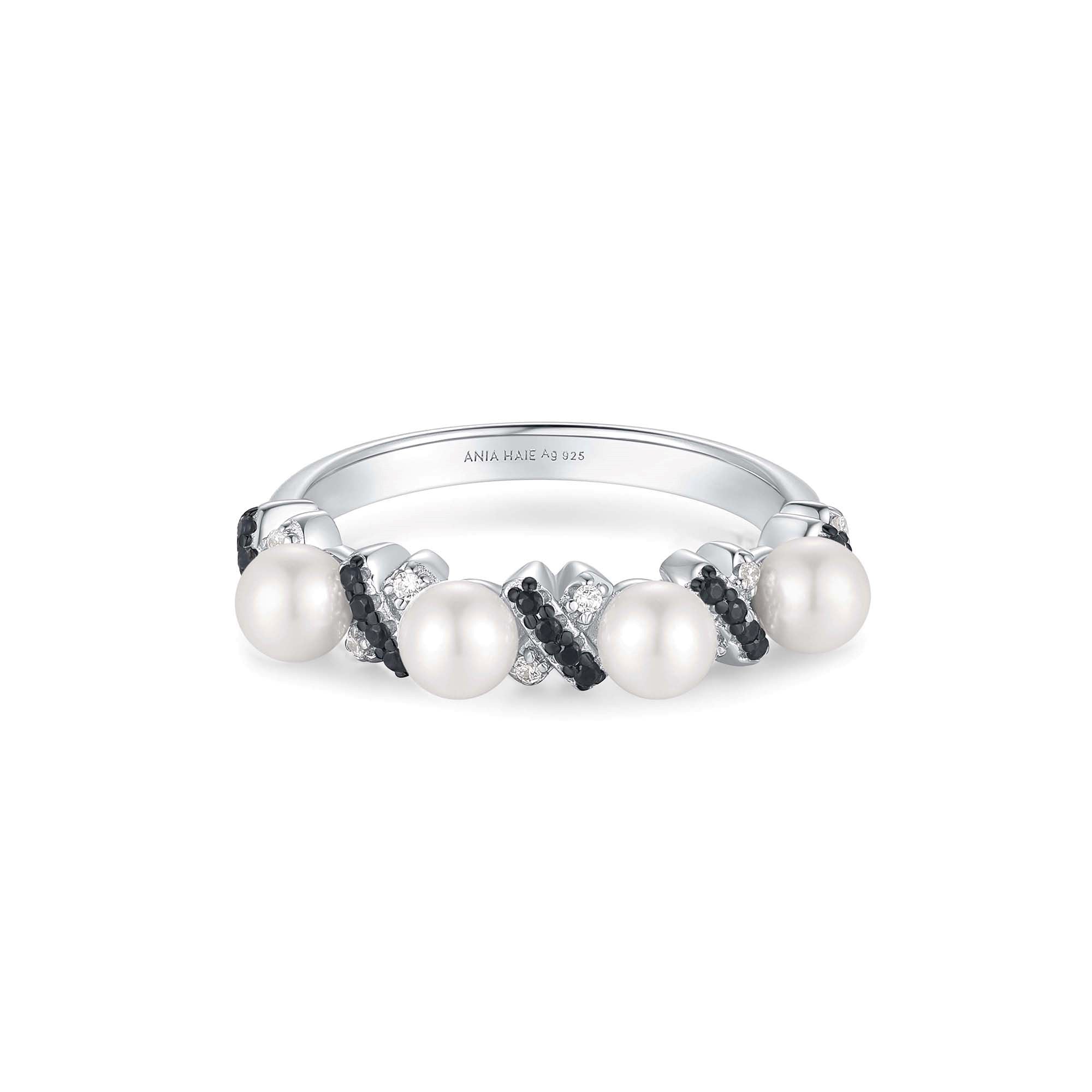 Ania Haie Two-Tone Sparkling Braided Shell Pearl Ring
