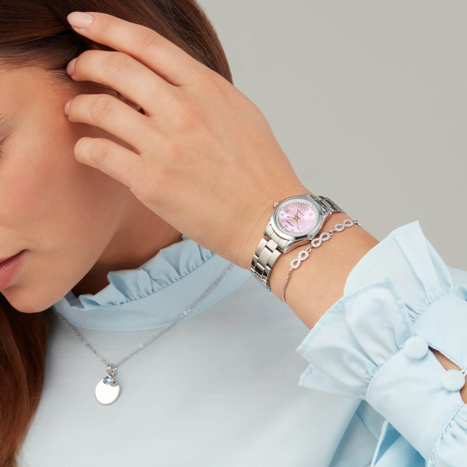 Sekonda Womens Catherine Pink Dial Stainless Steel Bracelet 27mm Watch