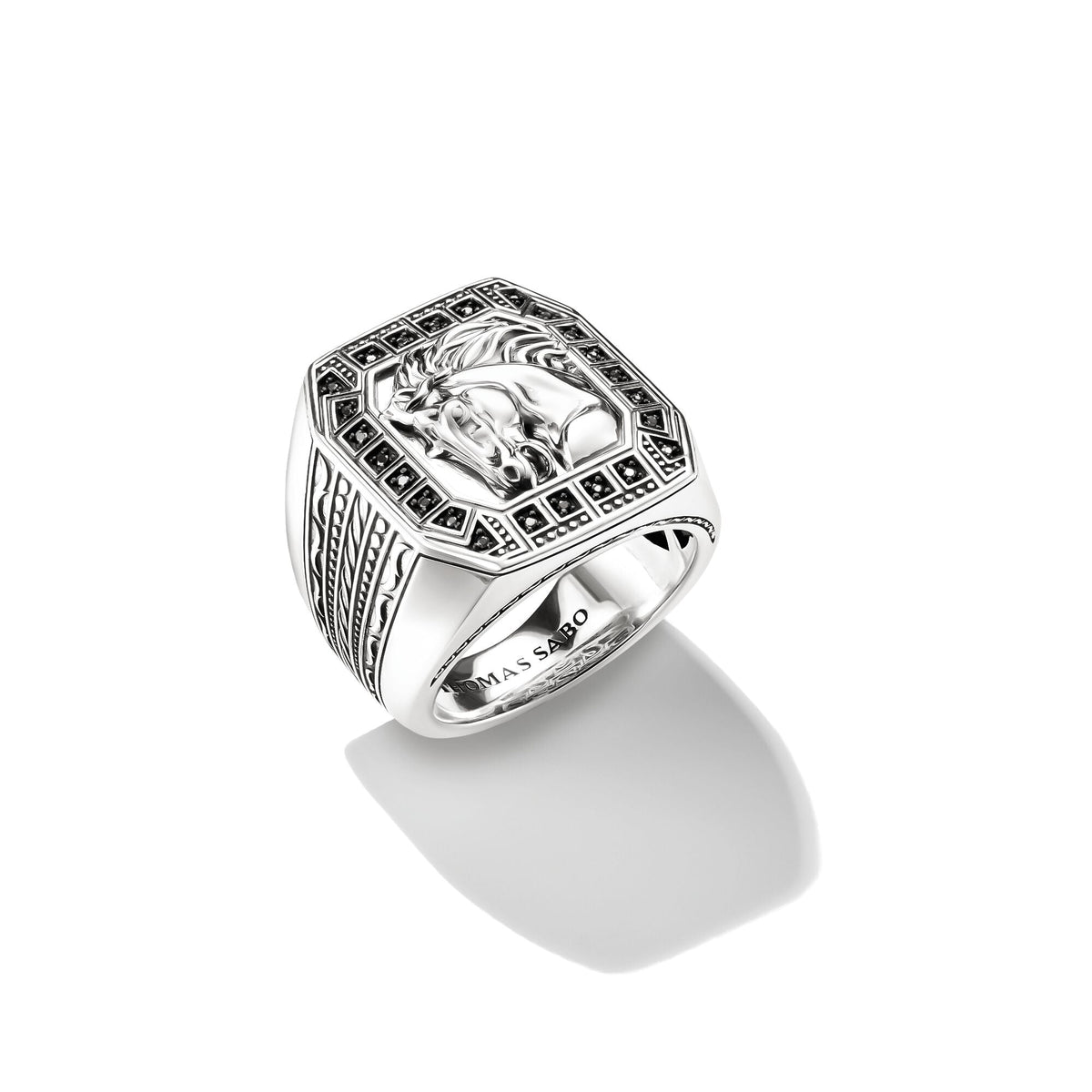 THOMAS SABO Horse Head Signet Ring with Zirconia Stones
