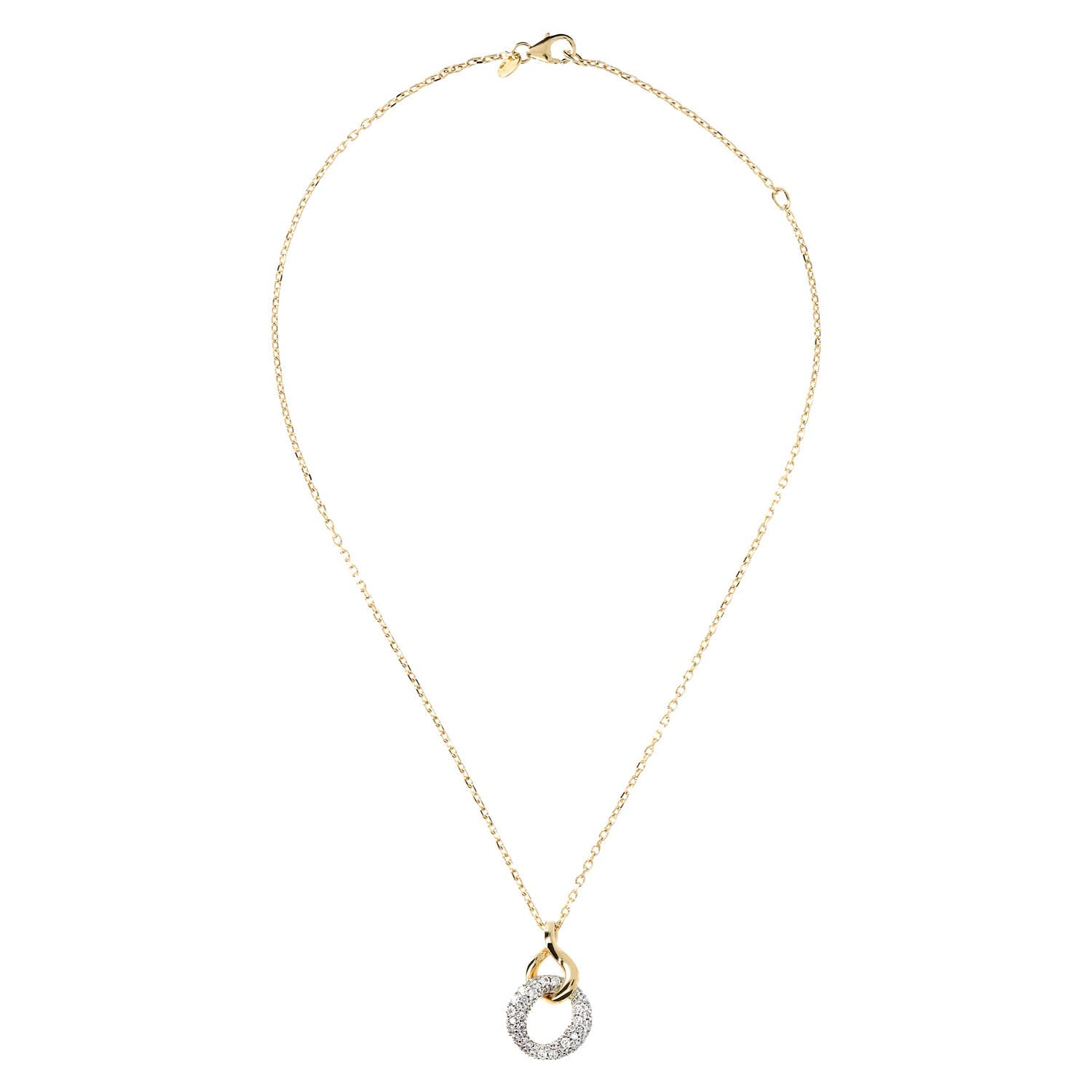 Bronzallure Golden Cubic Zirconia Circle Drop Necklace