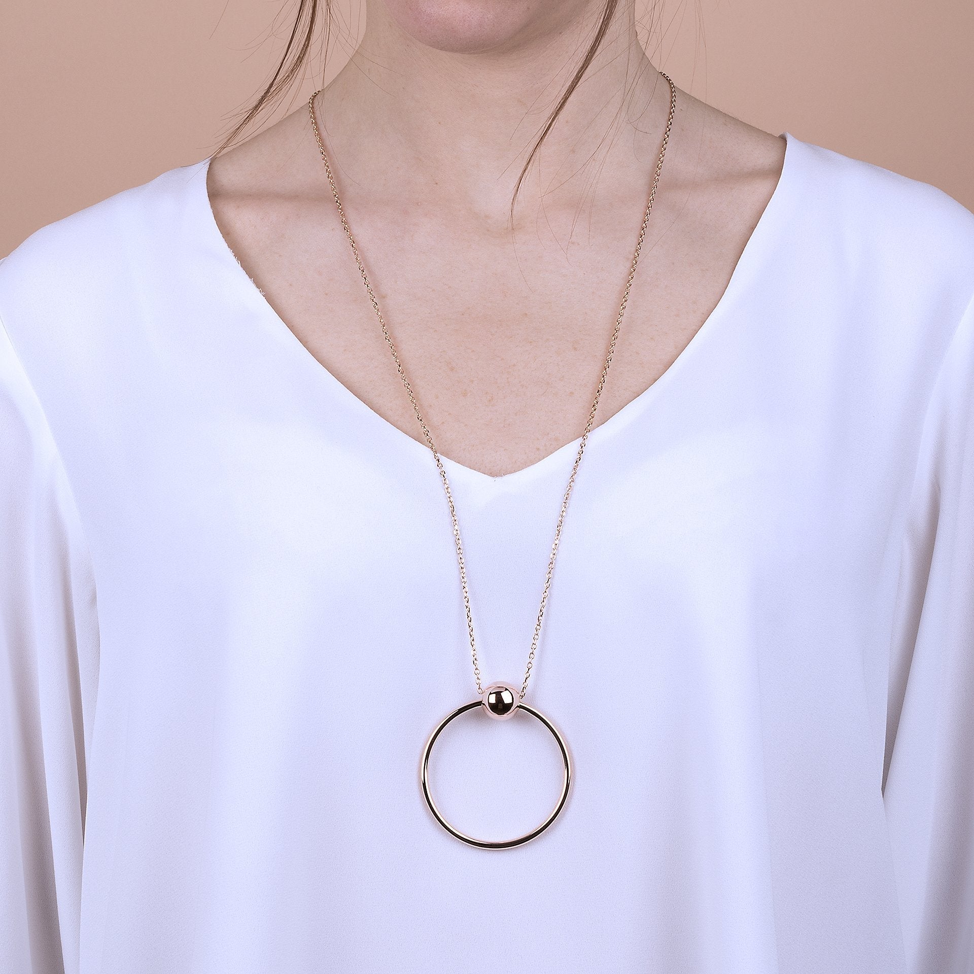 Bronzallure Circle Necklace with Ball Golden Rosè