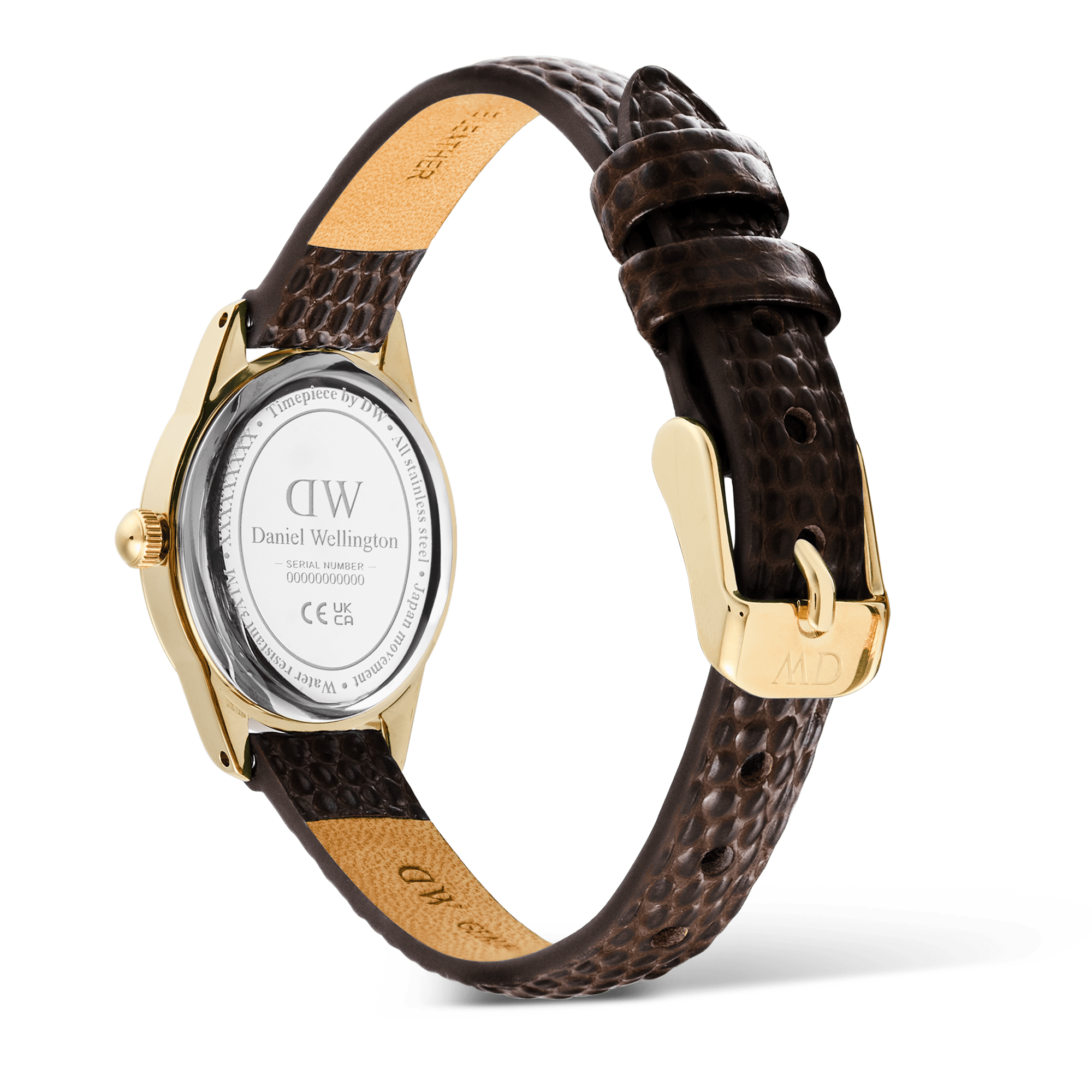 Daniel Wellington Ophelia Mini Dark Brown Lizard White Guilloché Gold
